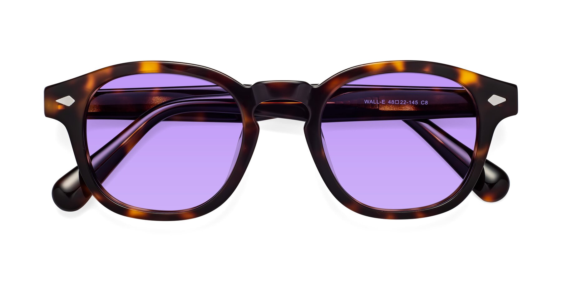 Folded Front of WALL-E in Tortoise with Medium Purple Tinted Lenses