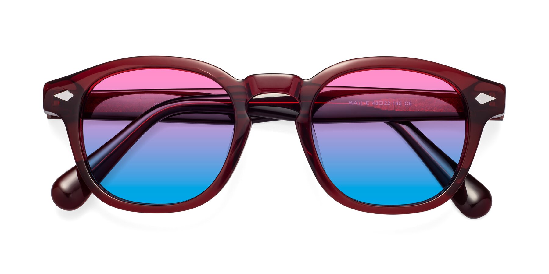 Folded Front of WALL-E in Wine with Pink / Blue Gradient Lenses
