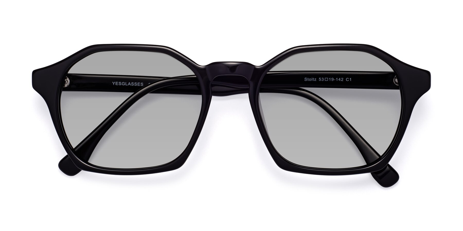 Folded Front of Stoltz in Black with Light Gray Tinted Lenses