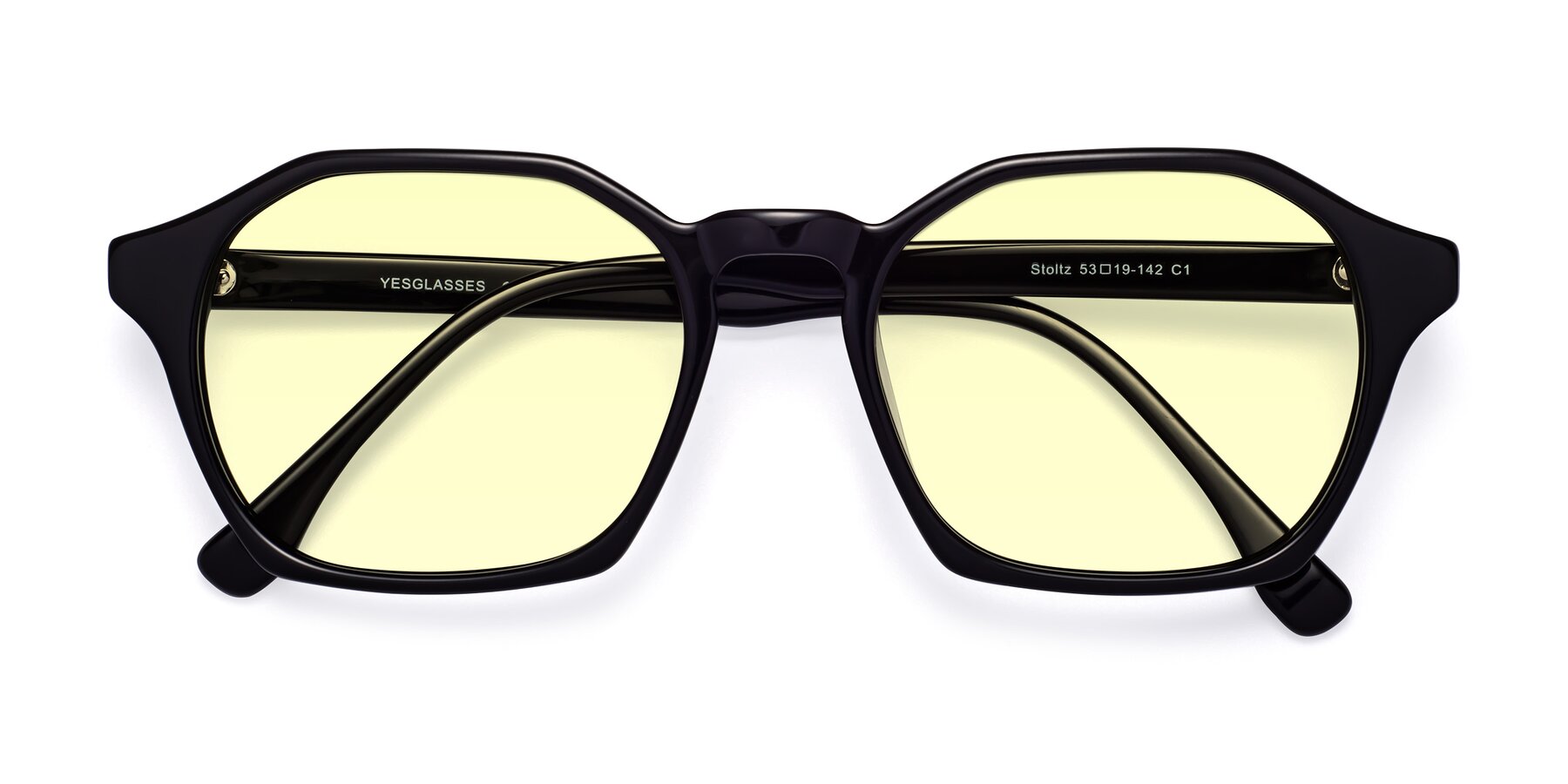 Folded Front of Stoltz in Black with Light Yellow Tinted Lenses