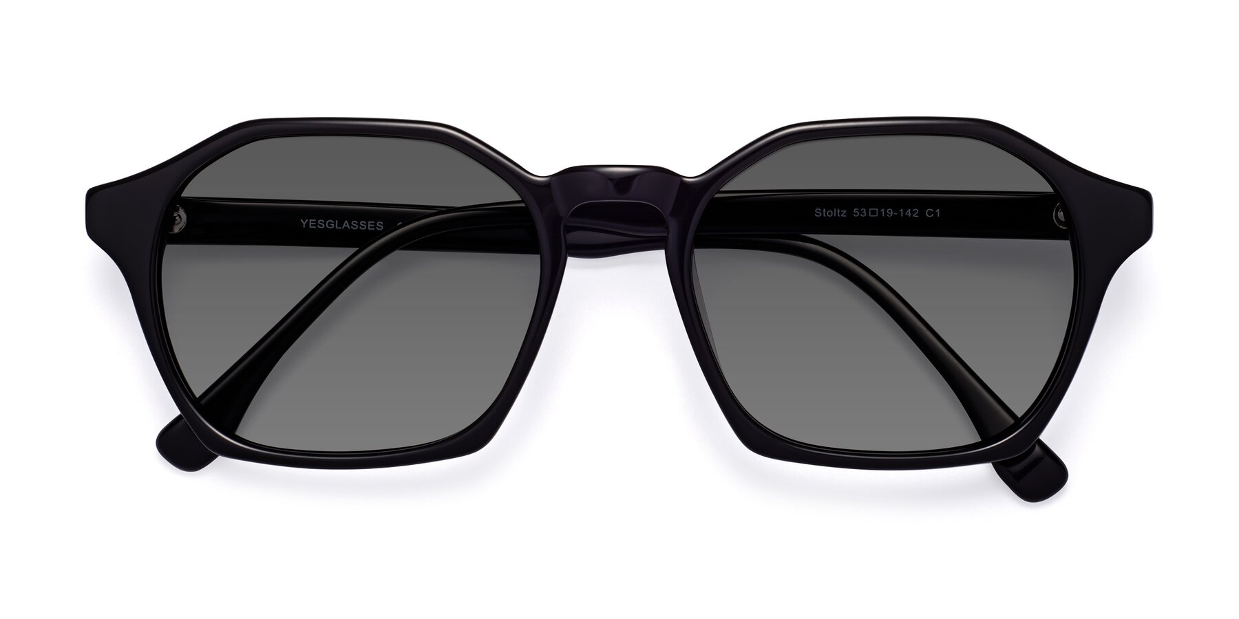 Folded Front of Stoltz in Black with Medium Gray Tinted Lenses