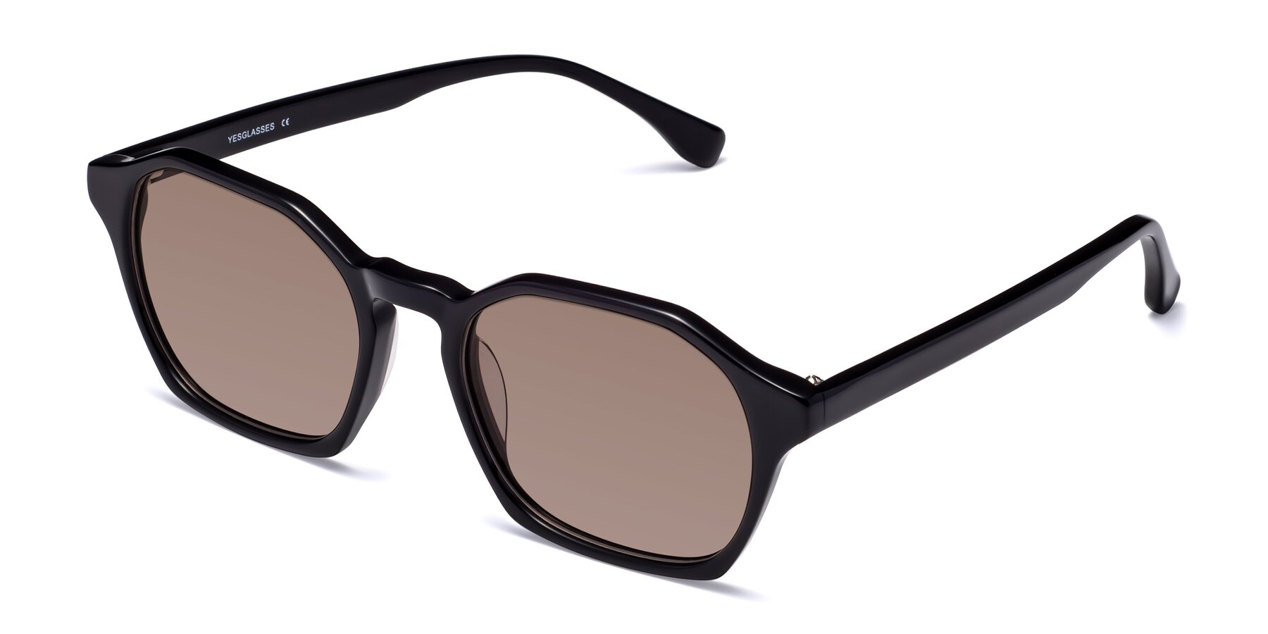 Angle of Stoltz in Black with Medium Brown Tinted Lenses