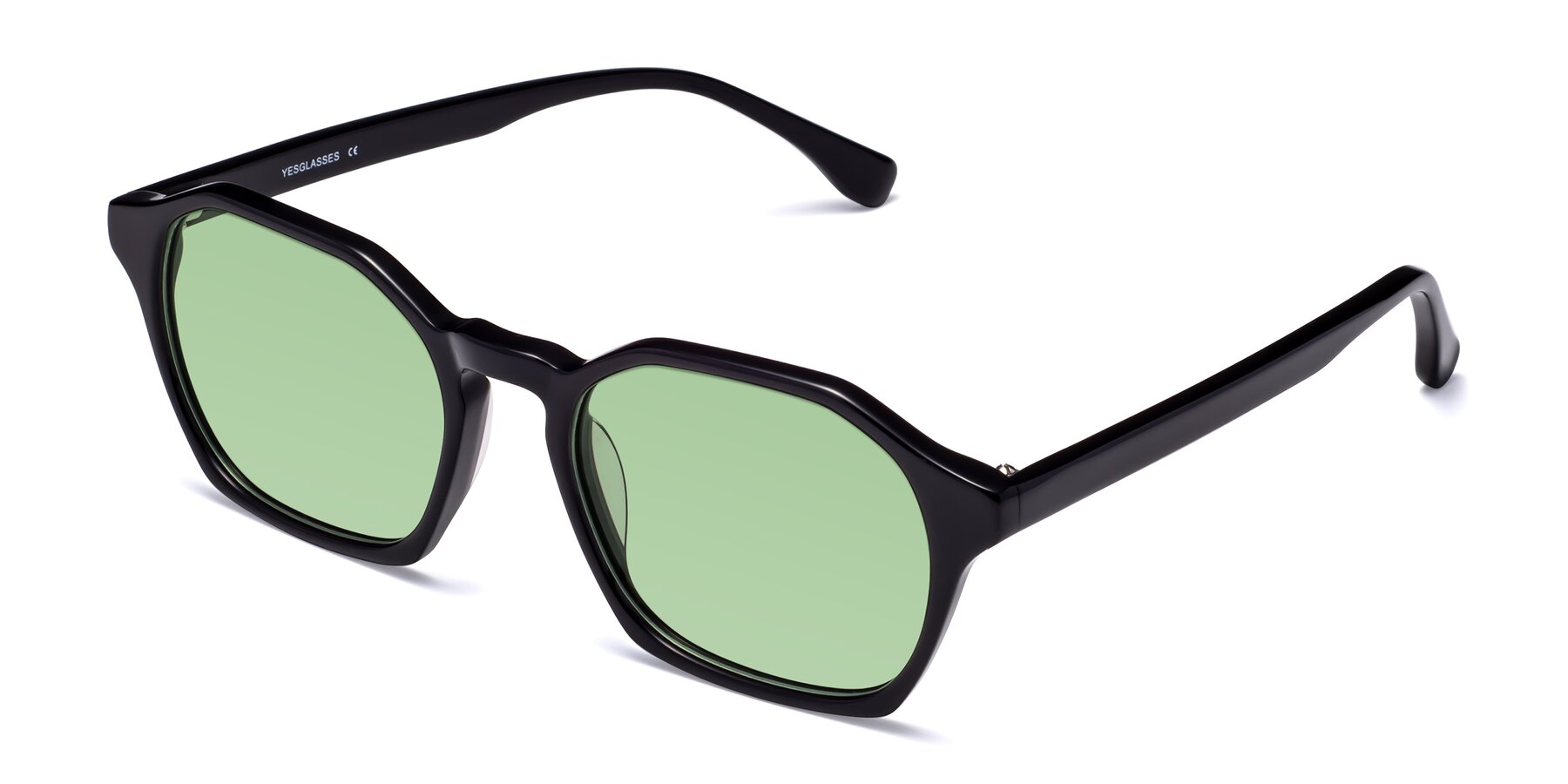 Angle of Stoltz in Black with Medium Green Tinted Lenses