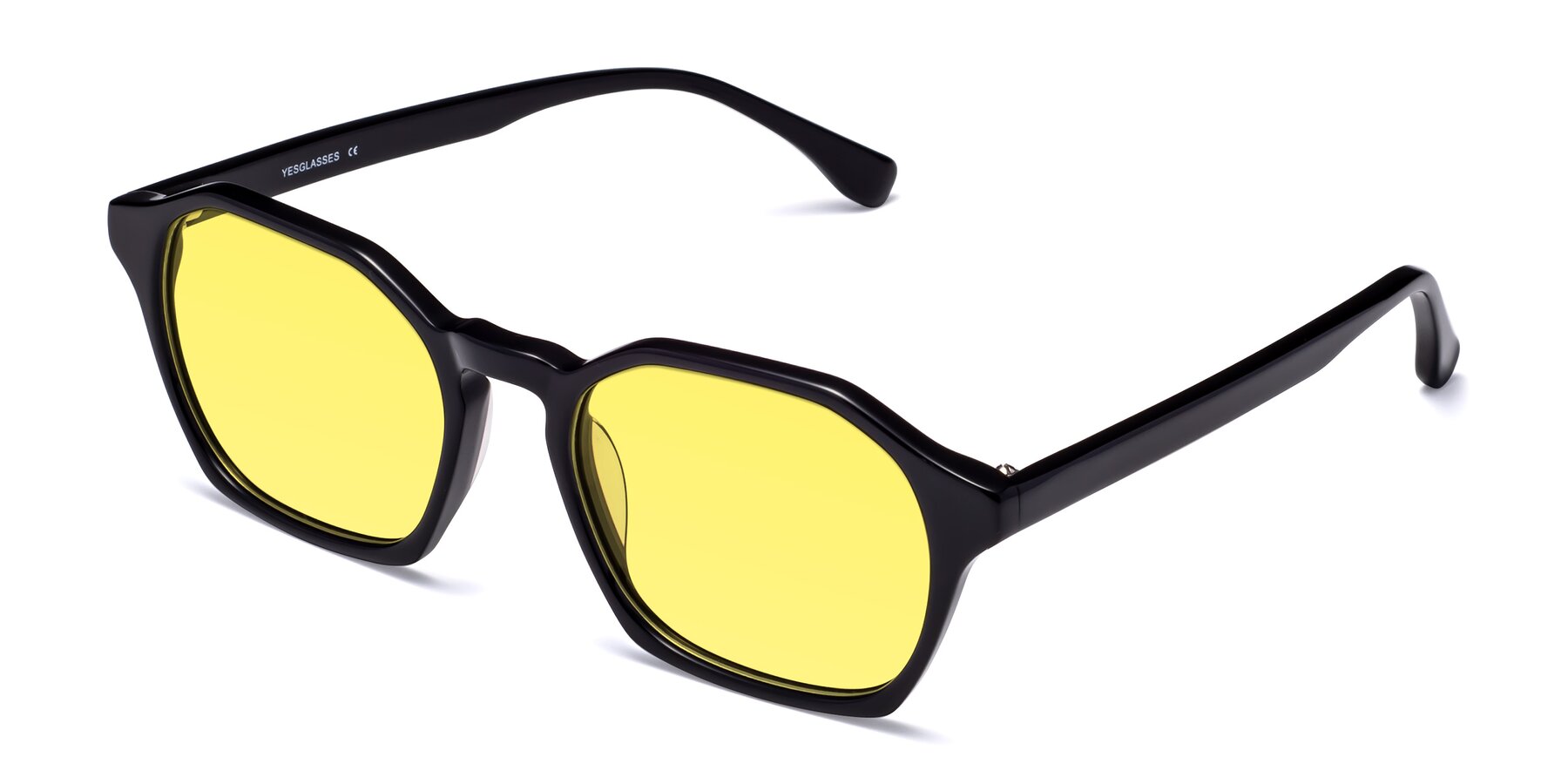 Angle of Stoltz in Black with Medium Yellow Tinted Lenses