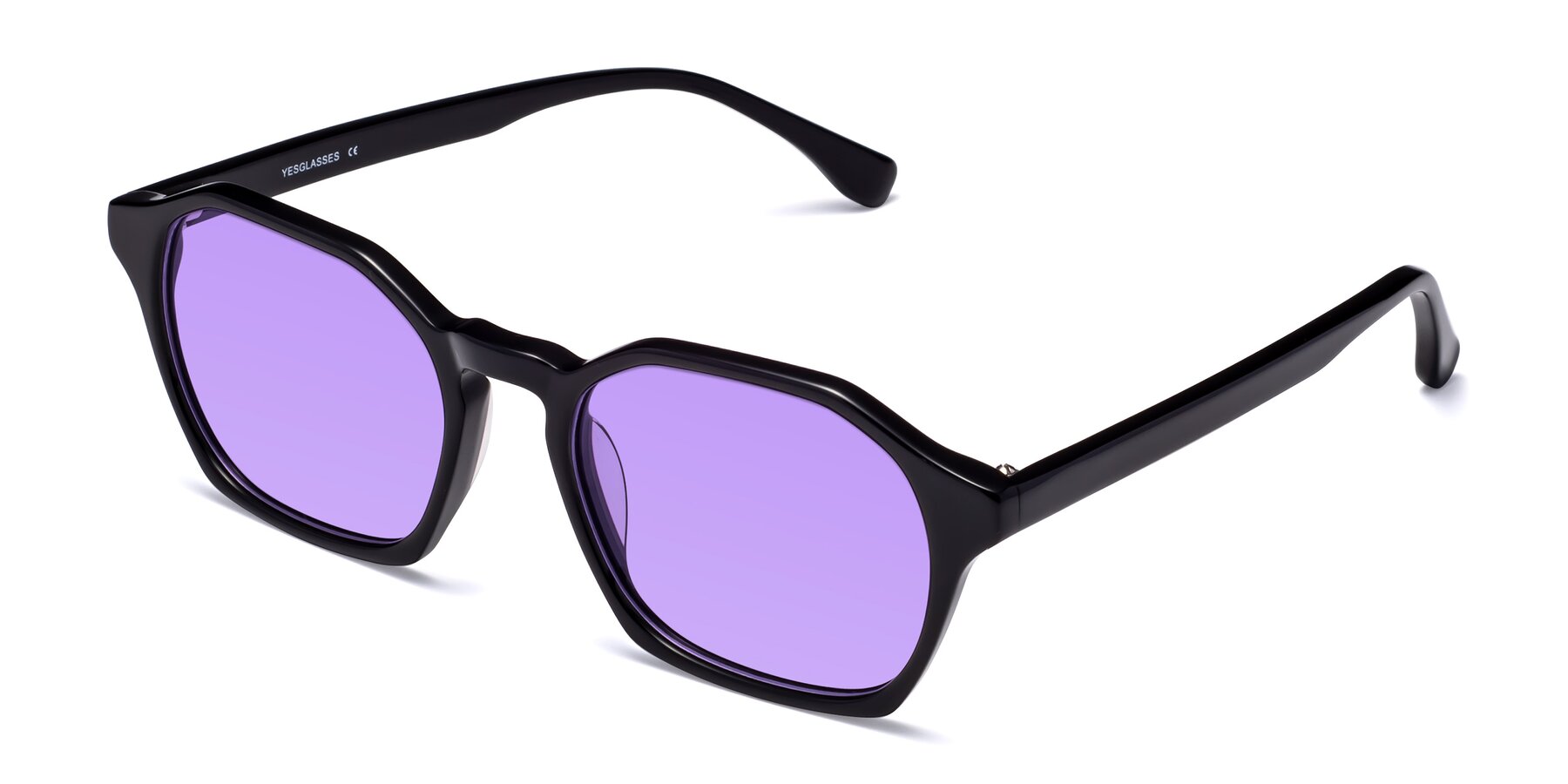 Angle of Stoltz in Black with Medium Purple Tinted Lenses