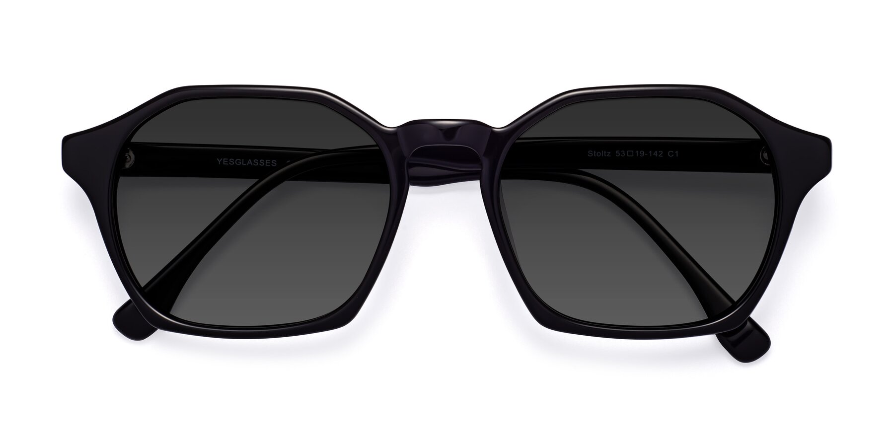 Folded Front of Stoltz in Black with Gray Tinted Lenses