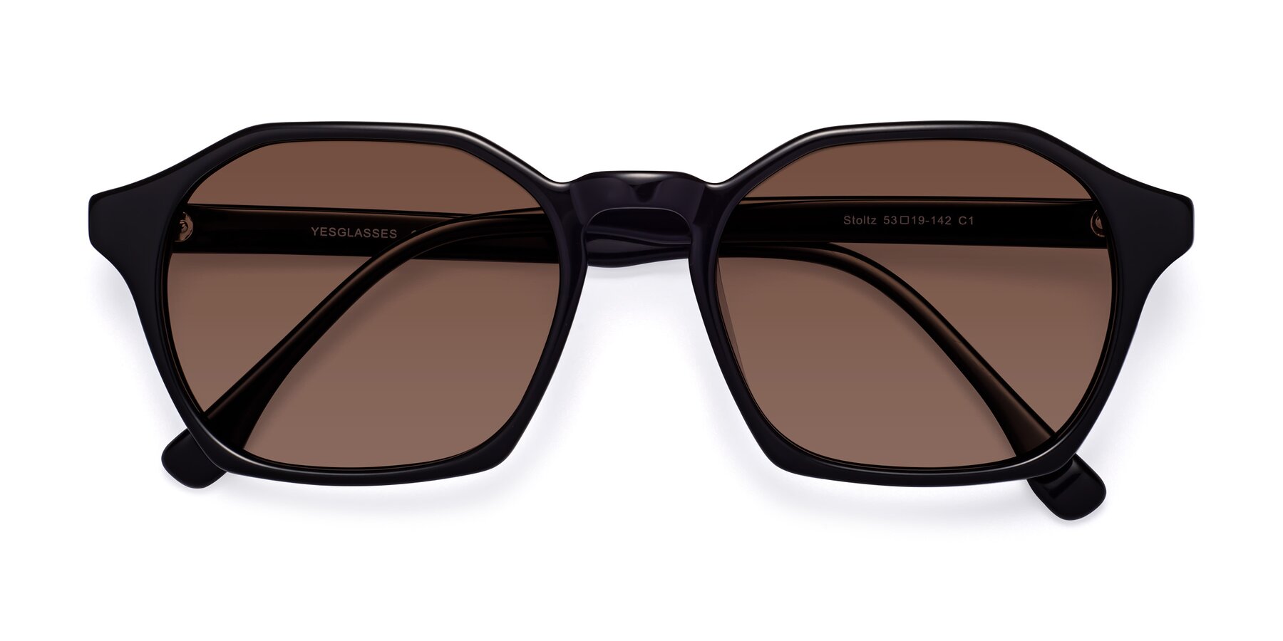 Folded Front of Stoltz in Black with Brown Tinted Lenses