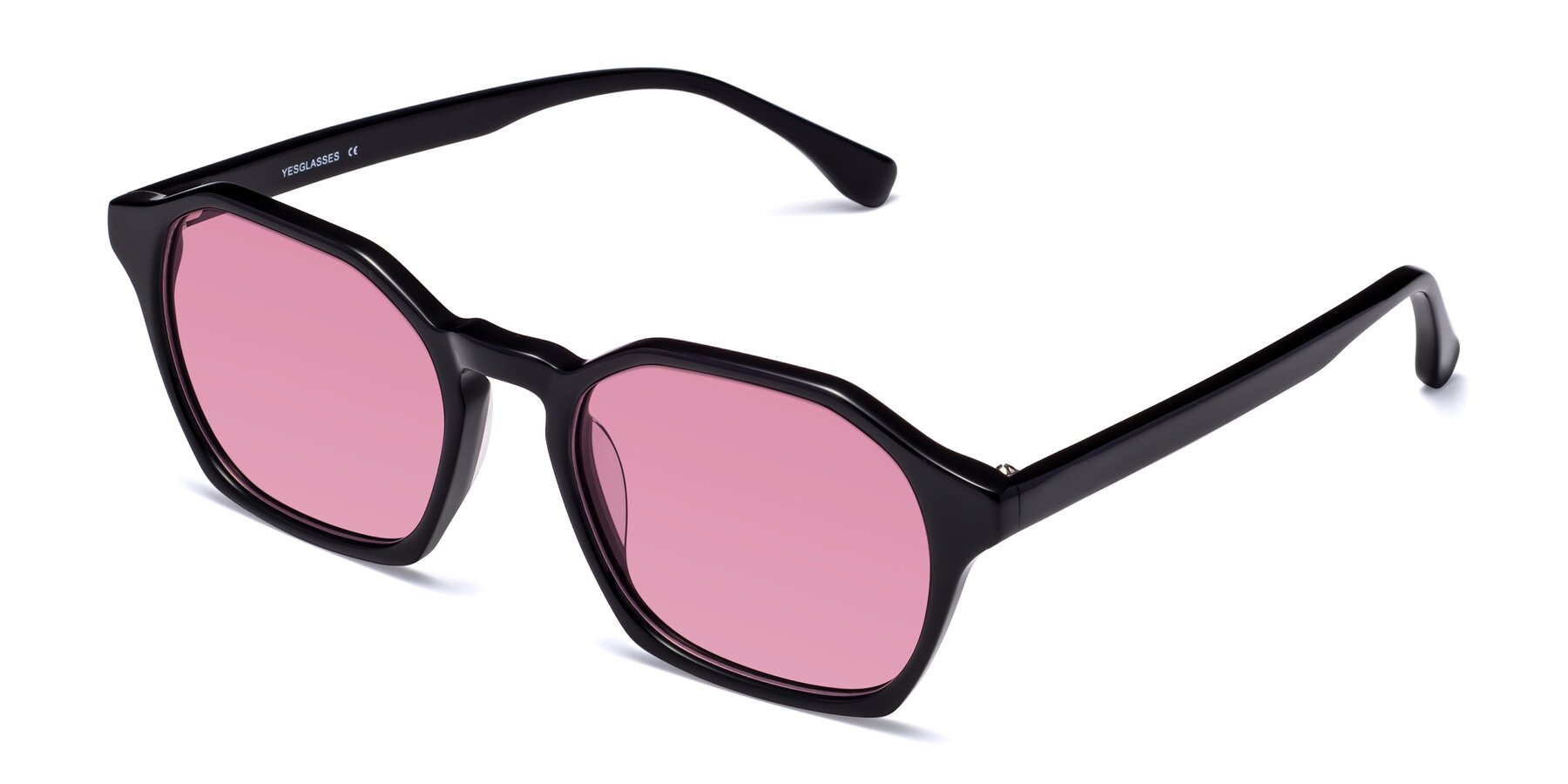 Angle of Stoltz in Black with Medium Wine Tinted Lenses