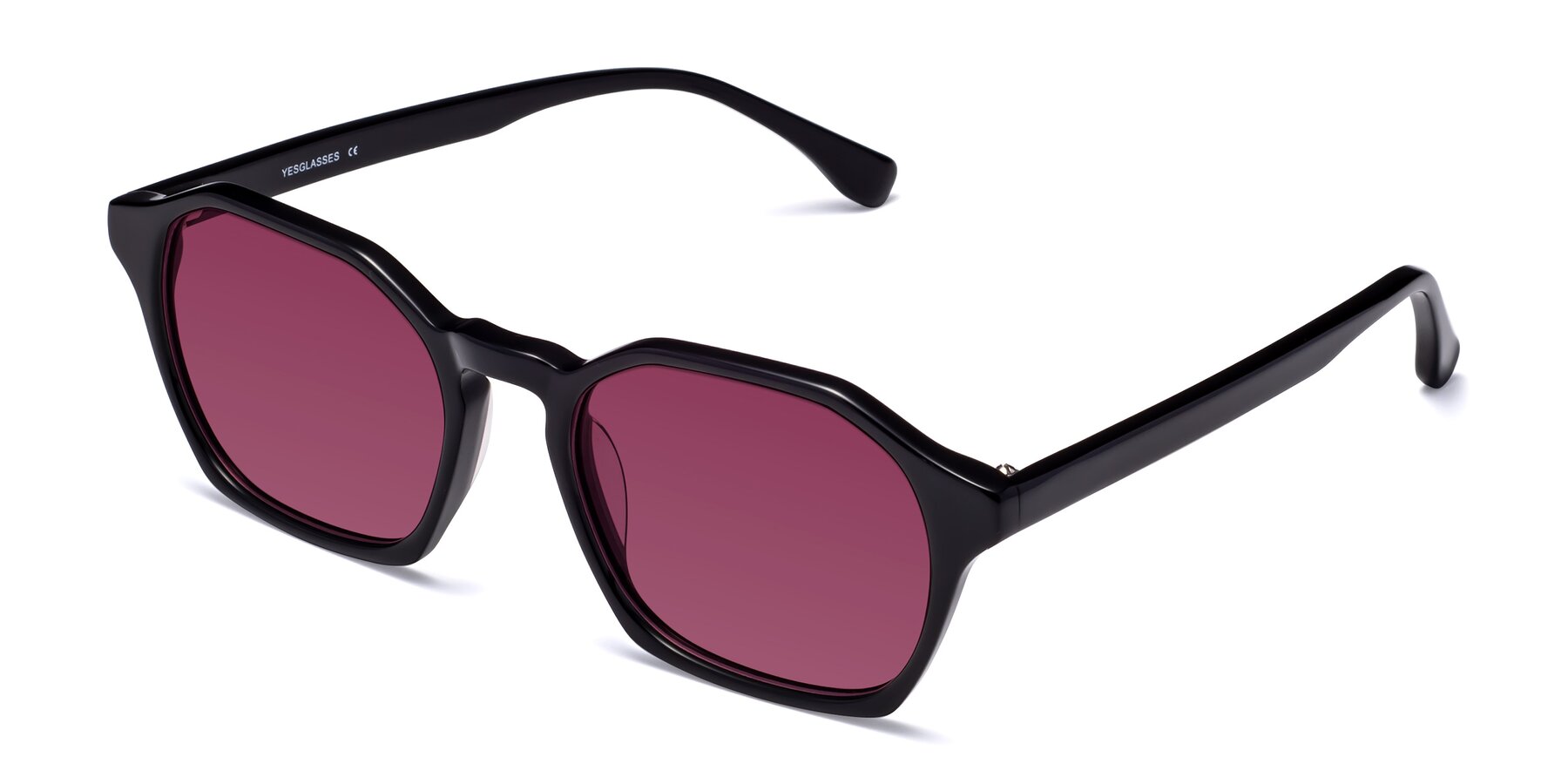 Angle of Stoltz in Black with Wine Tinted Lenses