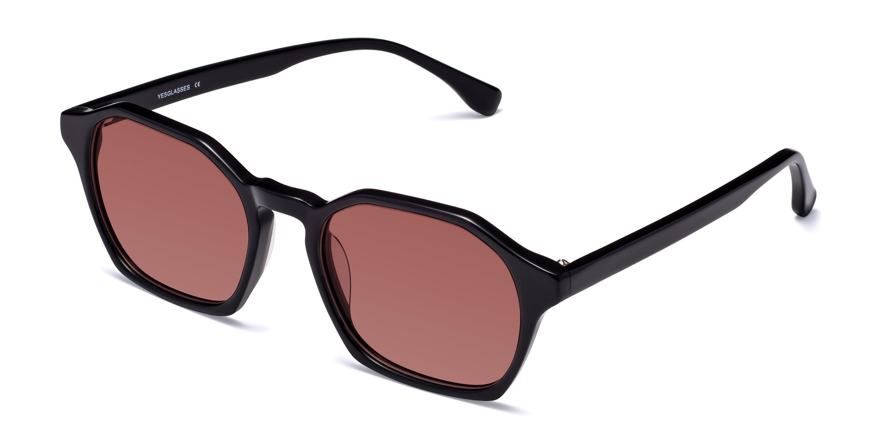 Angle of Stoltz in Black with Garnet Tinted Lenses