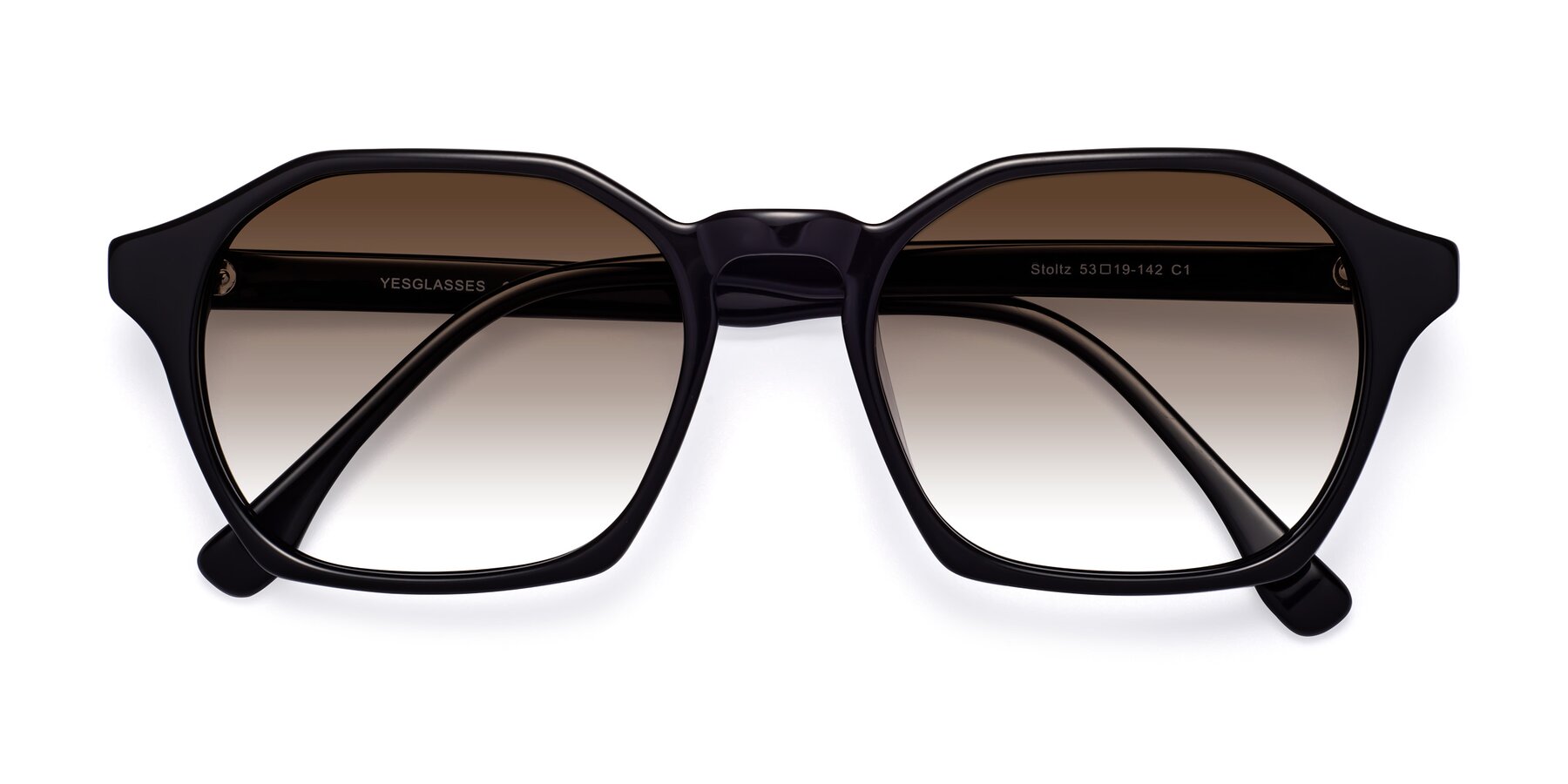 Folded Front of Stoltz in Black with Brown Gradient Lenses