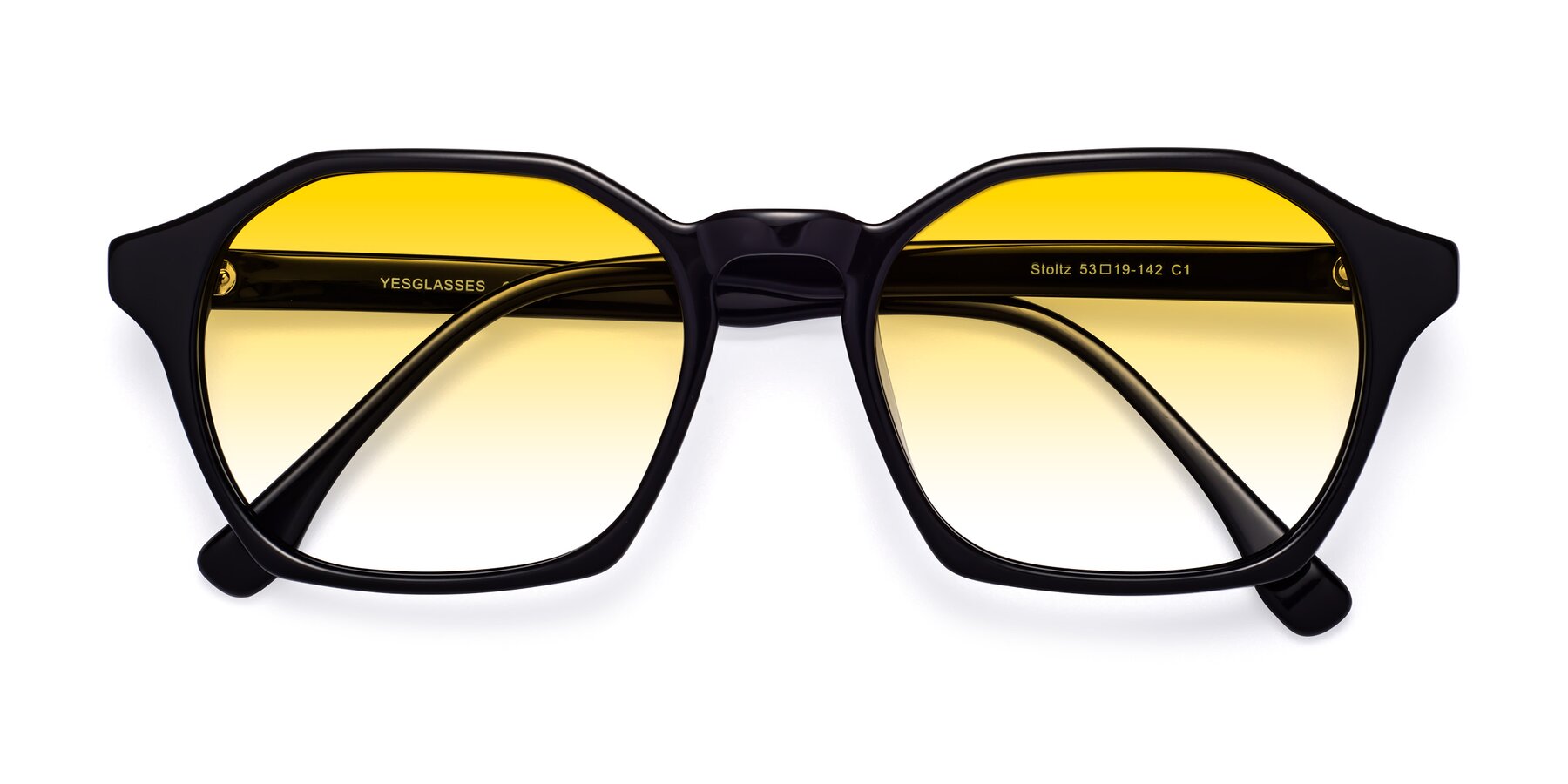 Folded Front of Stoltz in Black with Yellow Gradient Lenses