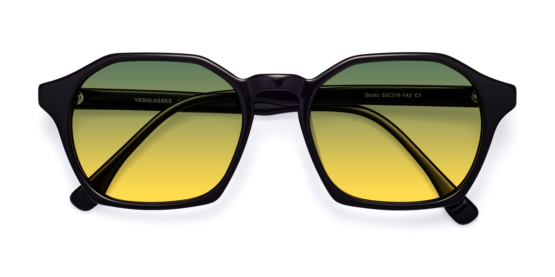 Folded Front of Stoltz in Black with Green / Yellow Gradient Lenses