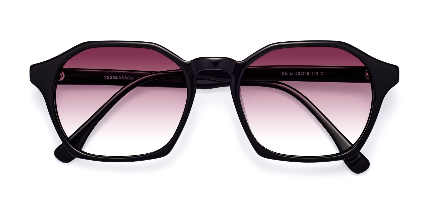 Folded Front of Stoltz in Black with Wine Gradient Lenses