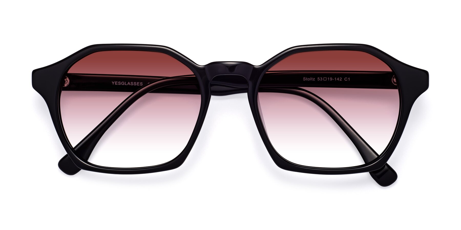 Folded Front of Stoltz in Black with Garnet Gradient Lenses