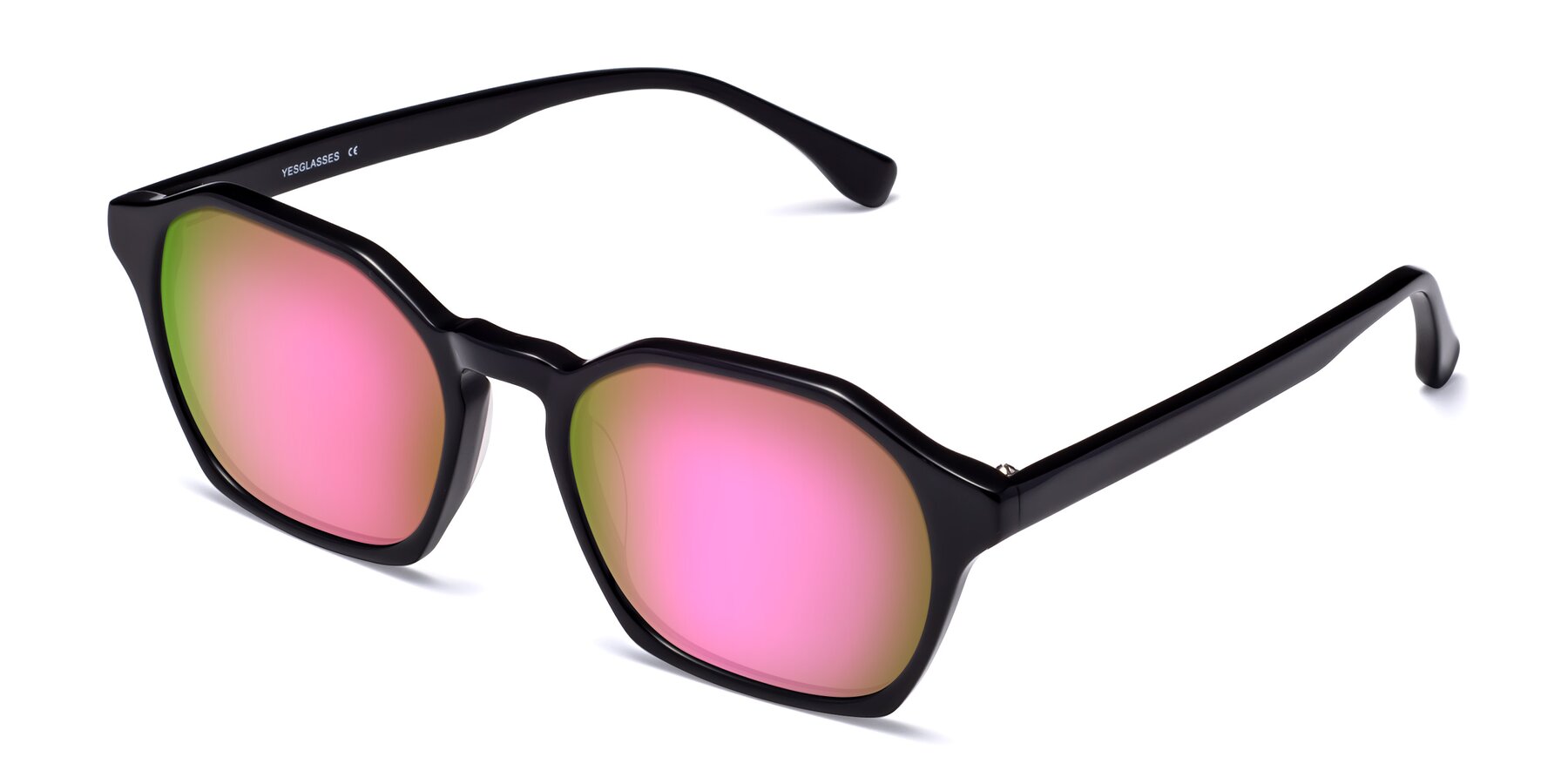 Angle of Stoltz in Black with Pink Mirrored Lenses