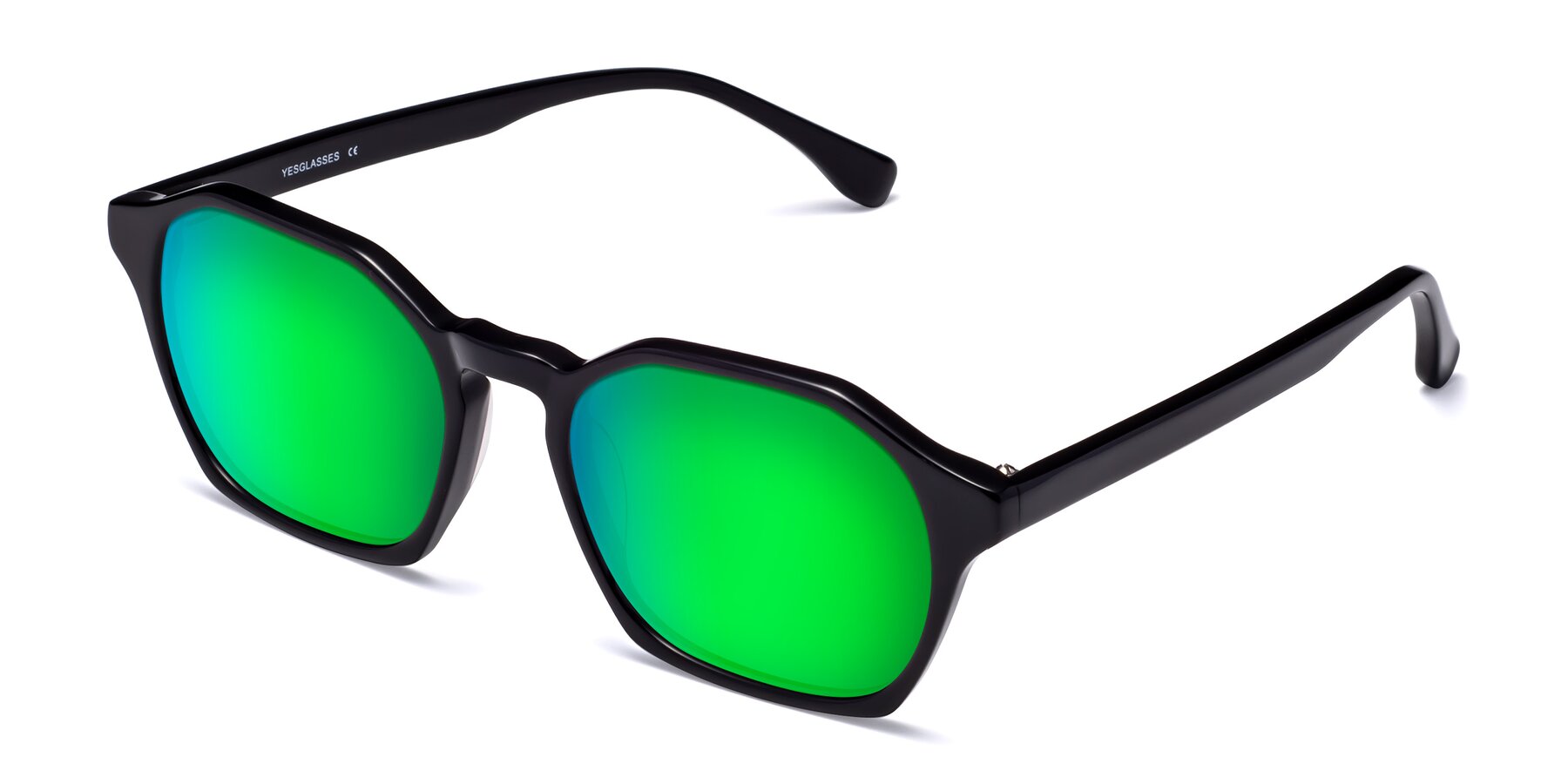 Angle of Stoltz in Black with Green Mirrored Lenses