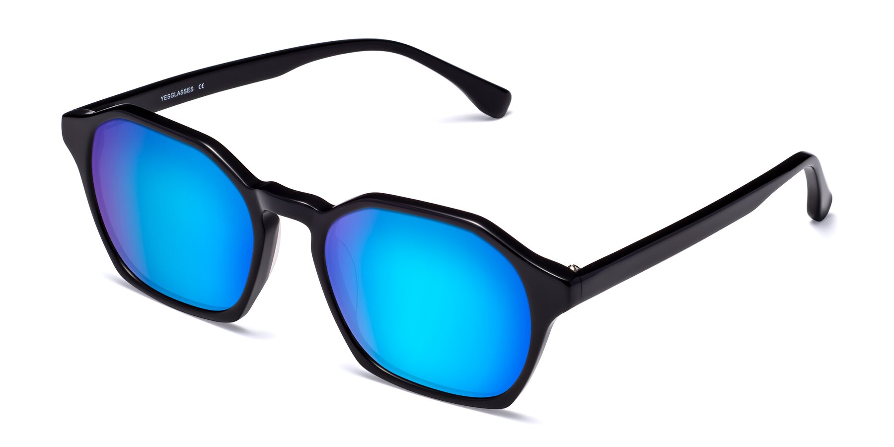 Angle of Stoltz in Black with Blue Mirrored Lenses