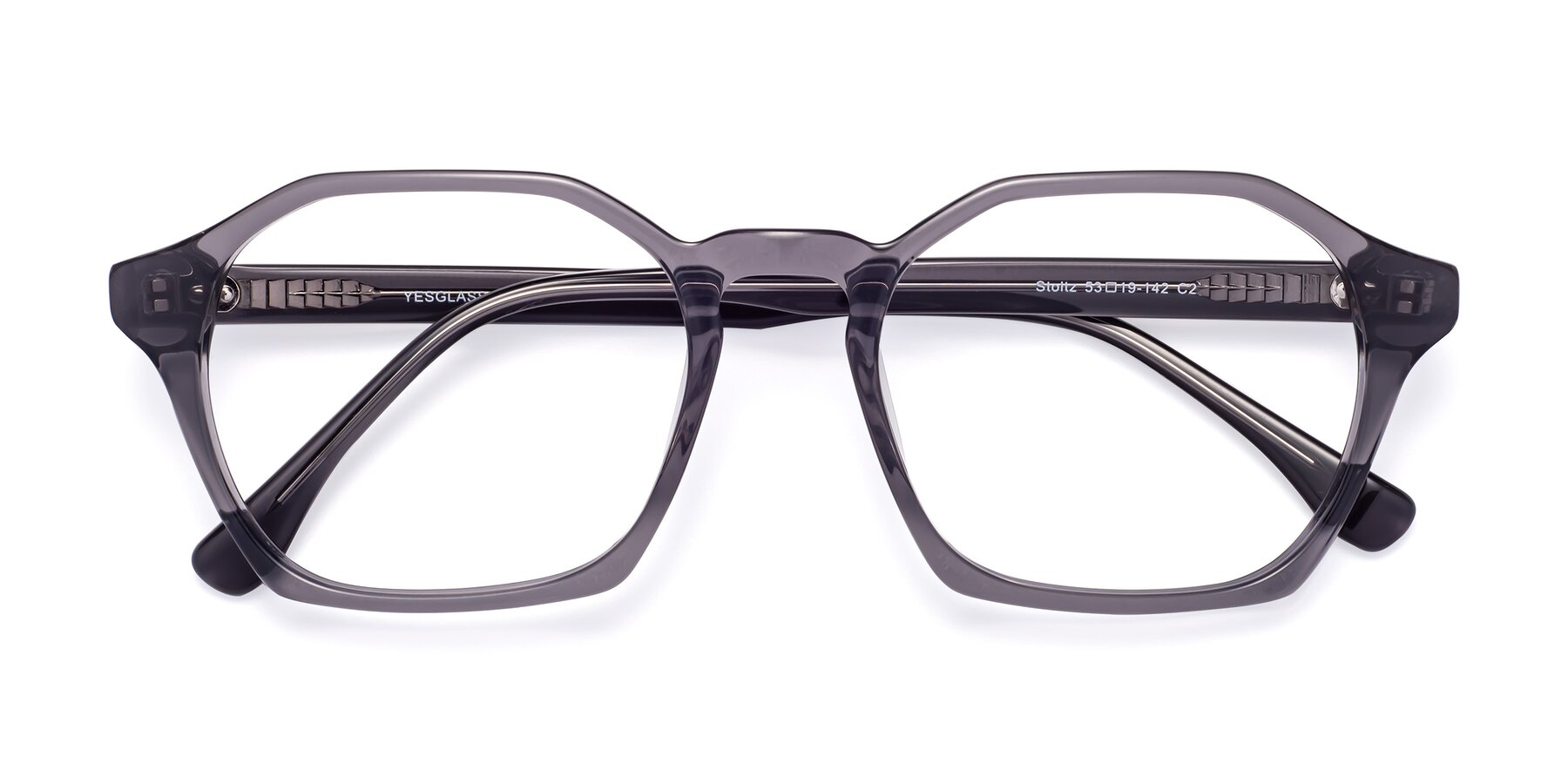 Folded Front of Stoltz in Translucent Gray with Clear Blue Light Blocking Lenses
