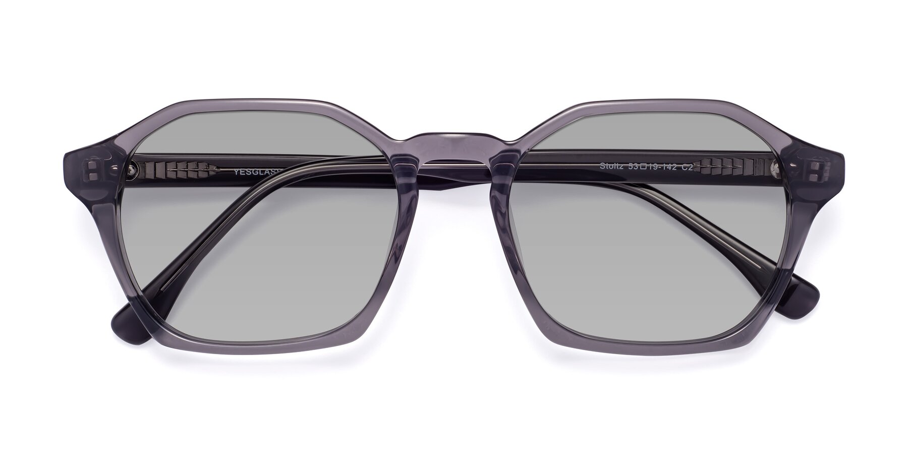 Folded Front of Stoltz in Translucent Gray with Light Gray Tinted Lenses