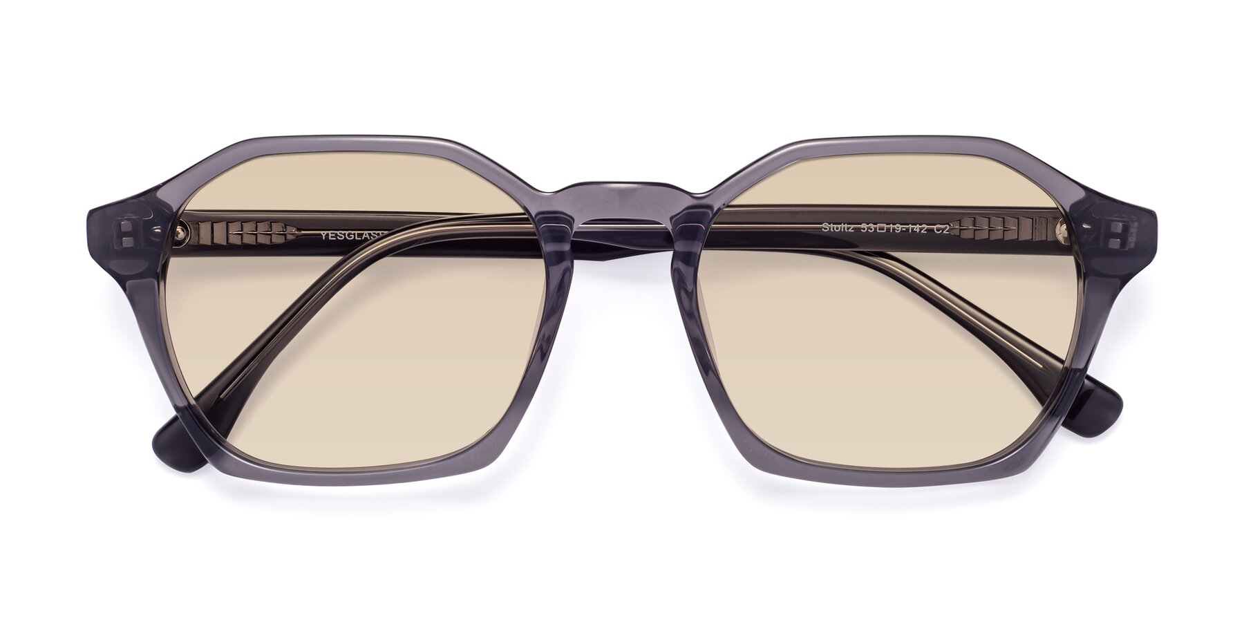 Folded Front of Stoltz in Translucent Gray with Light Brown Tinted Lenses
