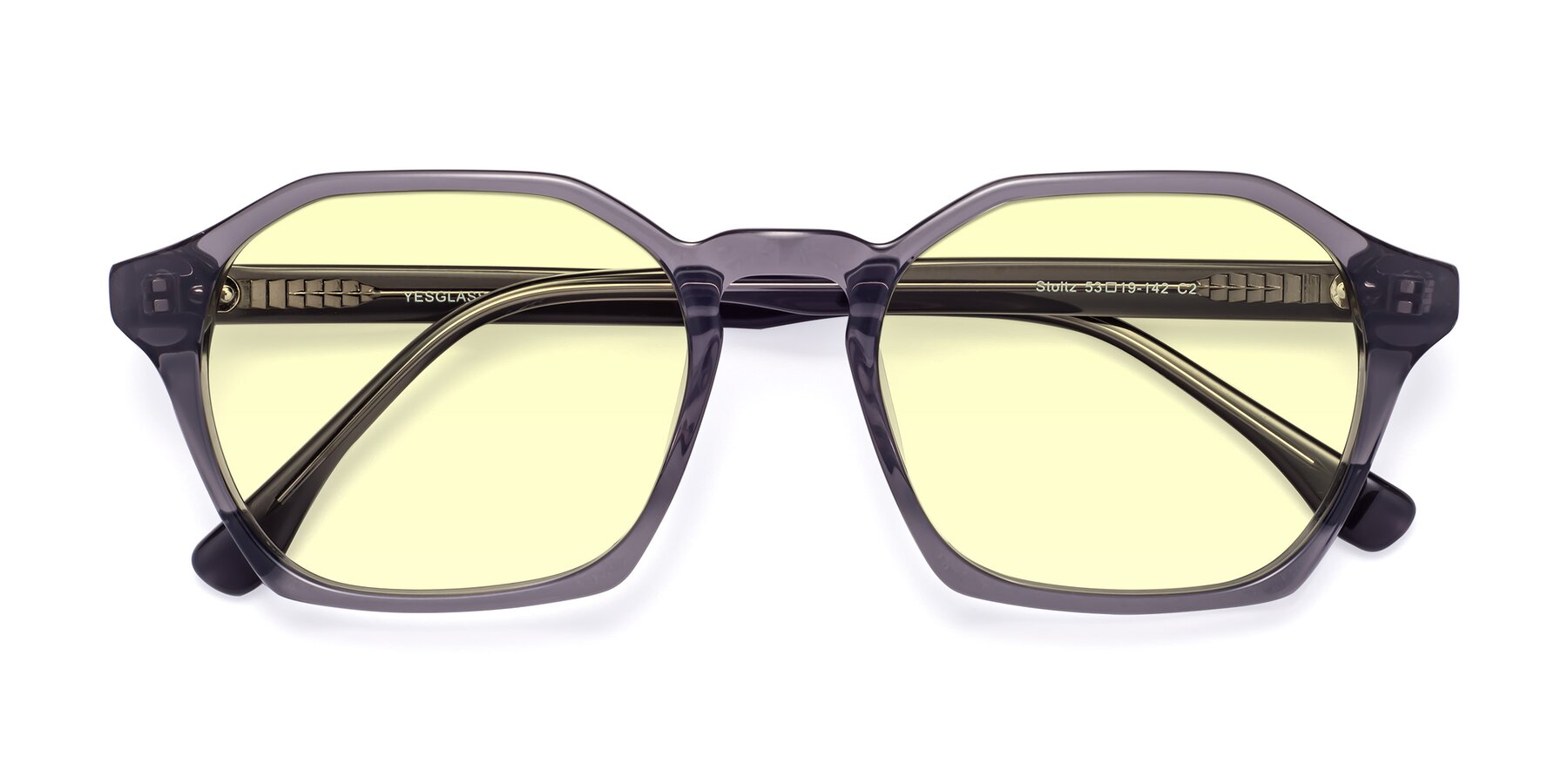 Folded Front of Stoltz in Translucent Gray with Light Yellow Tinted Lenses