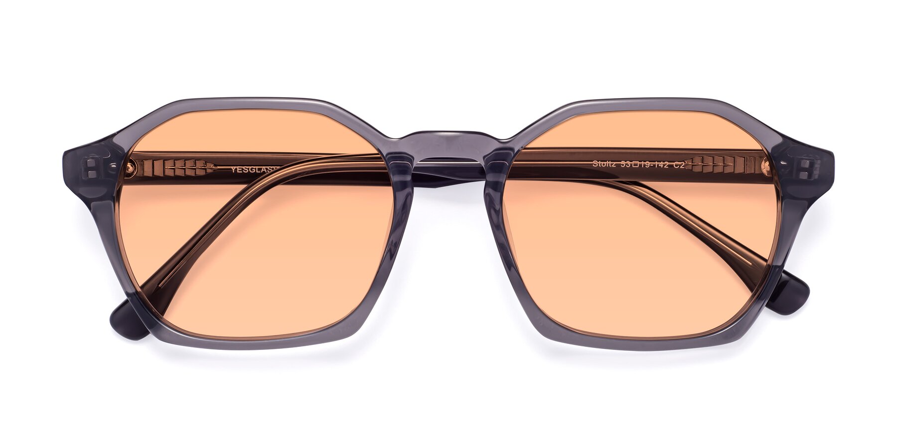 Folded Front of Stoltz in Translucent Gray with Light Orange Tinted Lenses