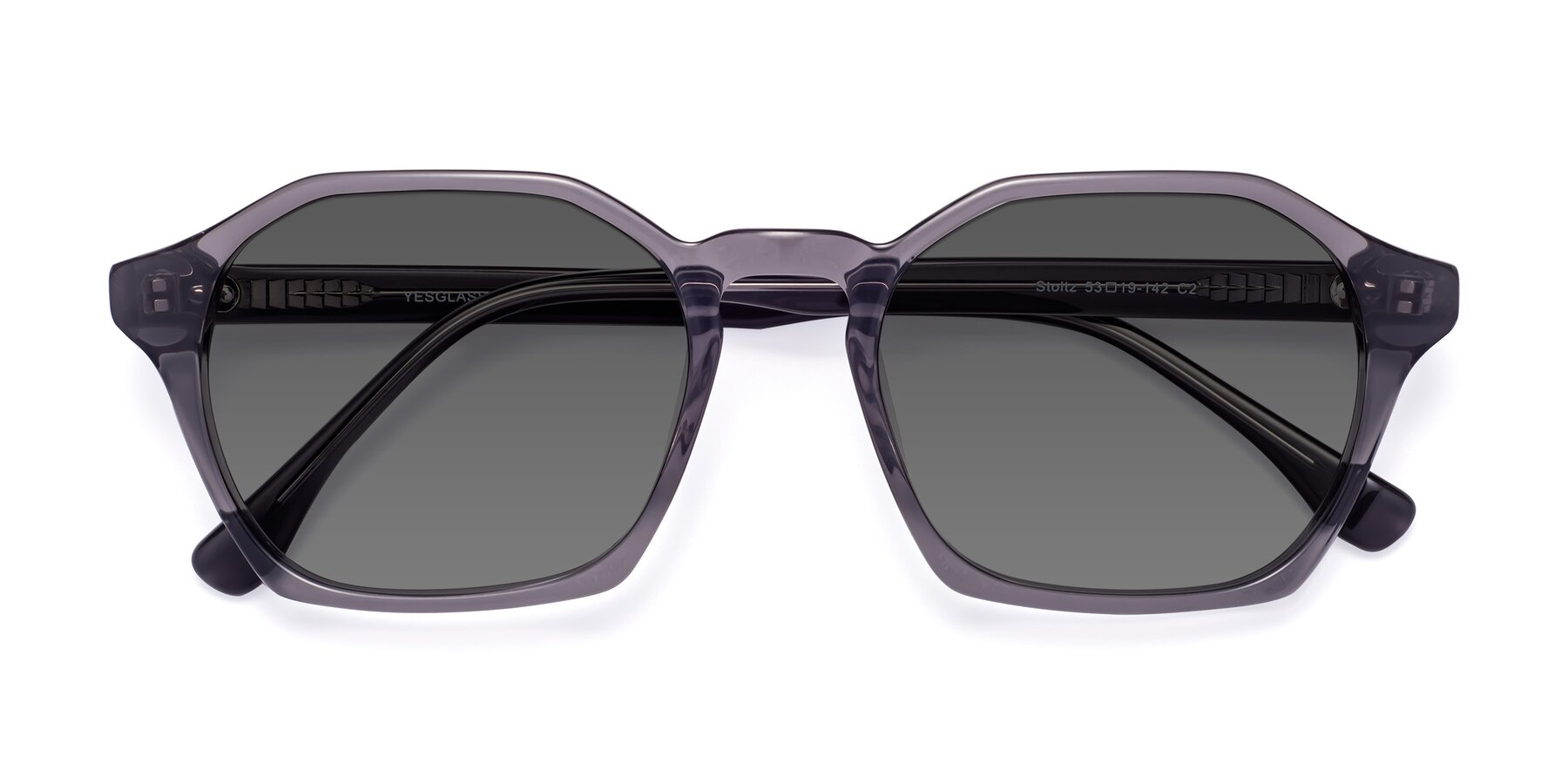 Folded Front of Stoltz in Translucent Gray with Medium Gray Tinted Lenses