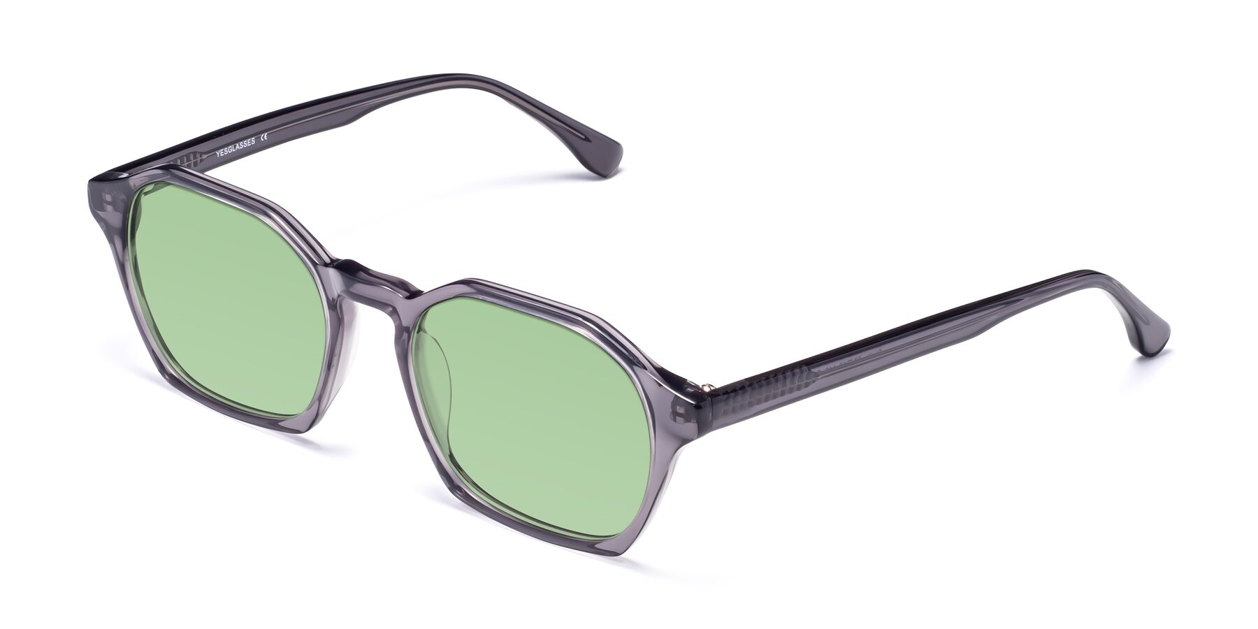 Angle of Stoltz in Translucent Gray with Medium Green Tinted Lenses