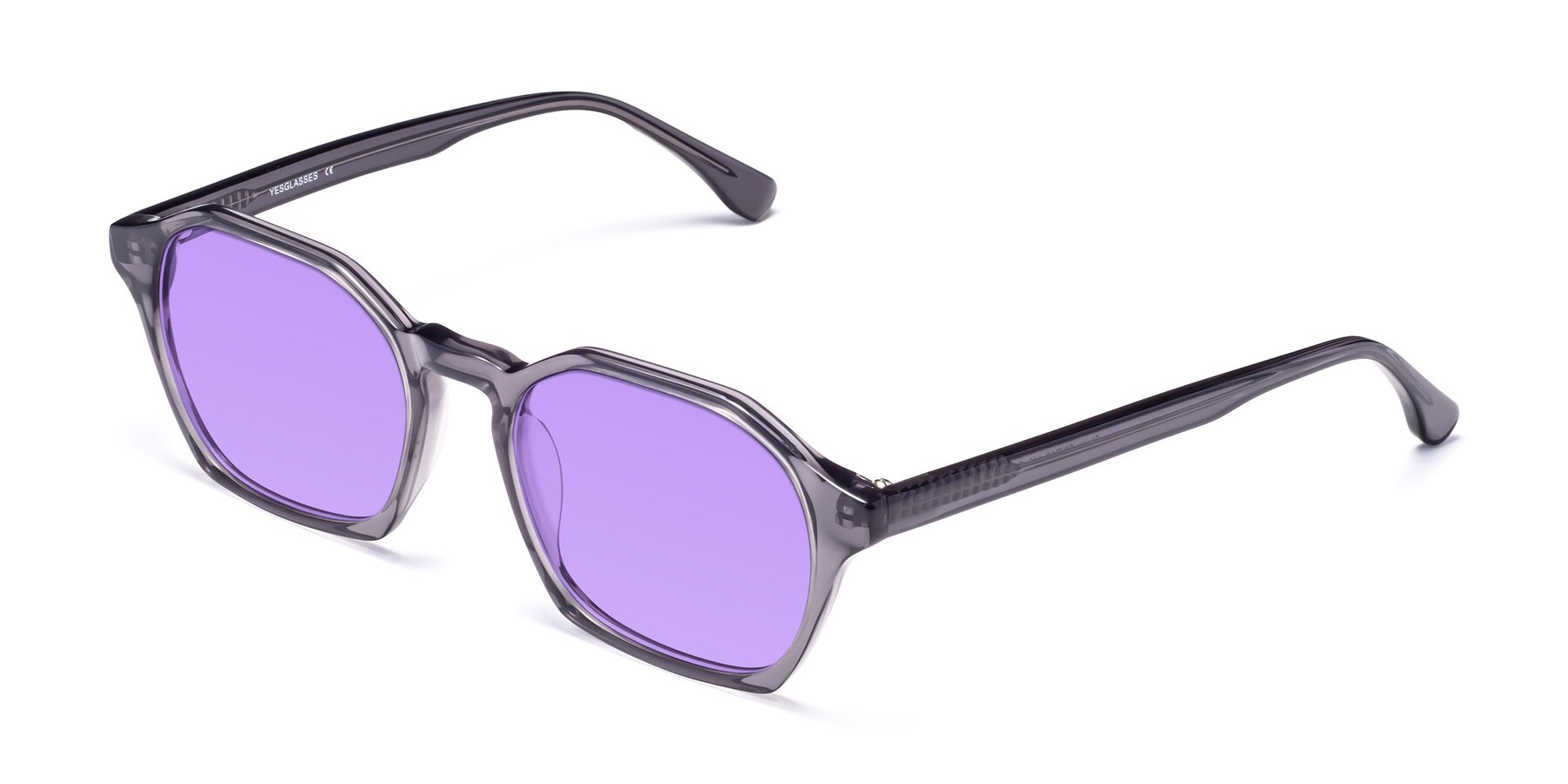 Angle of Stoltz in Translucent Gray with Medium Purple Tinted Lenses