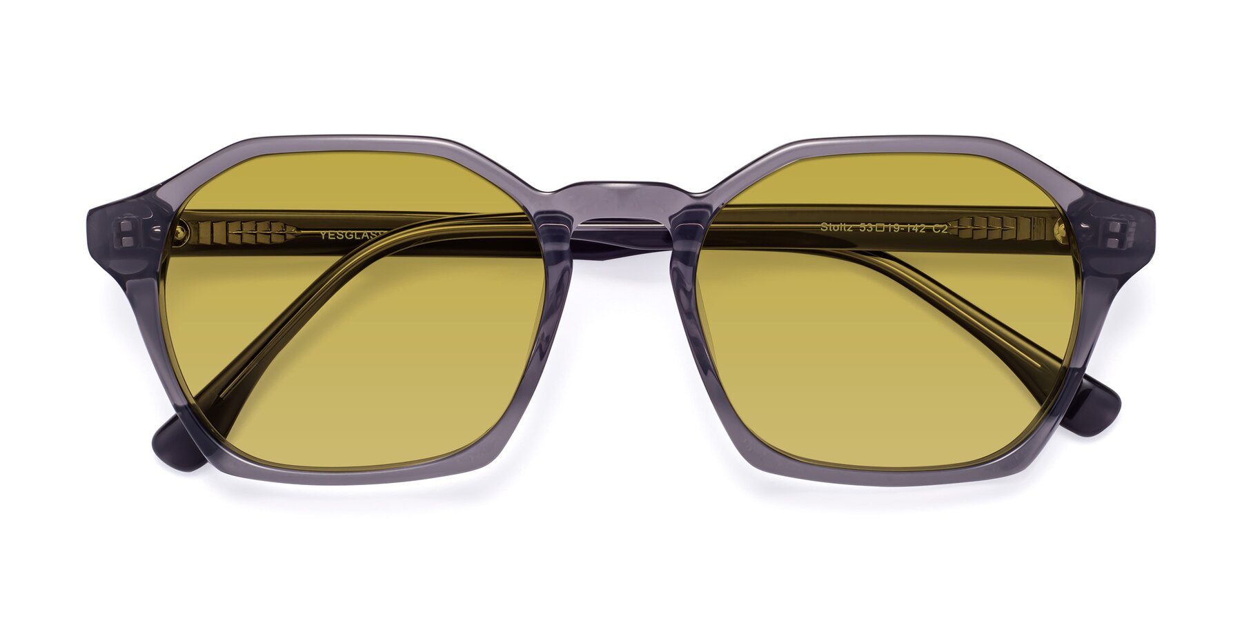 Folded Front of Stoltz in Translucent Gray with Champagne Tinted Lenses