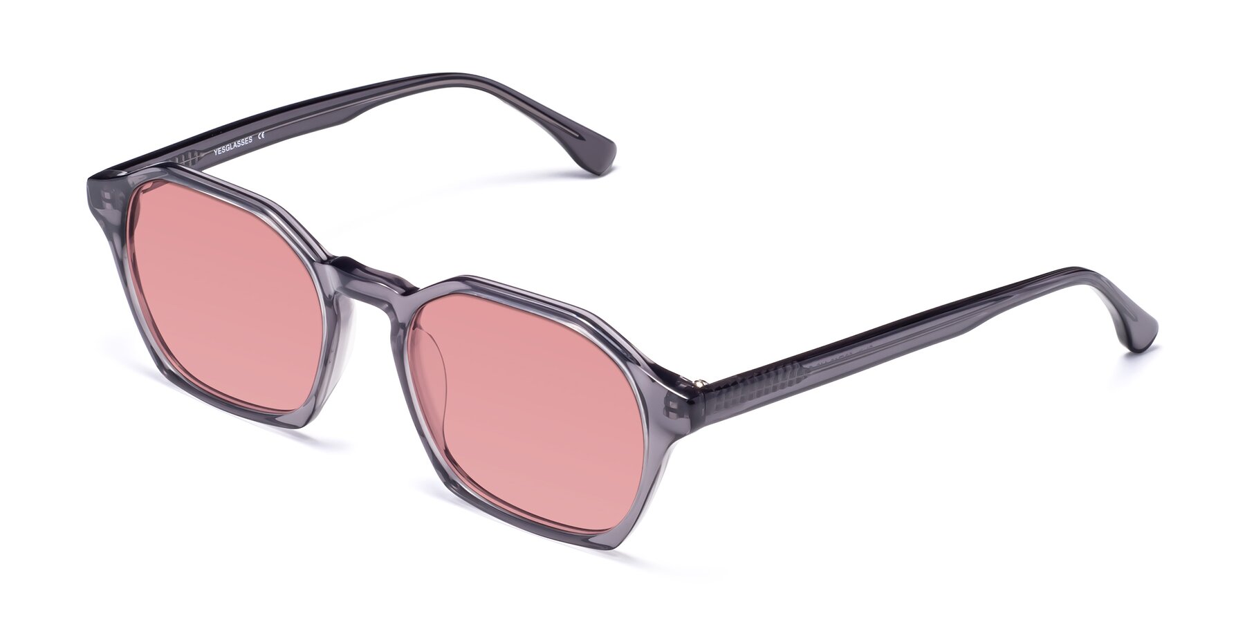 Angle of Stoltz in Translucent Gray with Medium Garnet Tinted Lenses