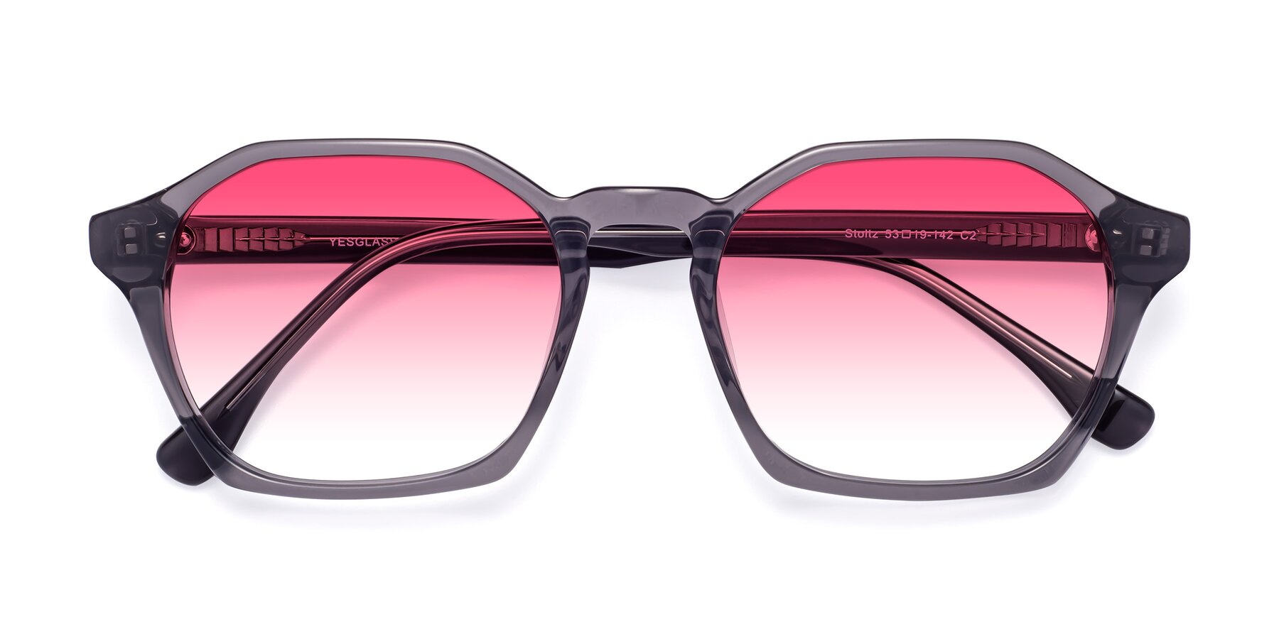 Folded Front of Stoltz in Translucent Gray with Pink Gradient Lenses