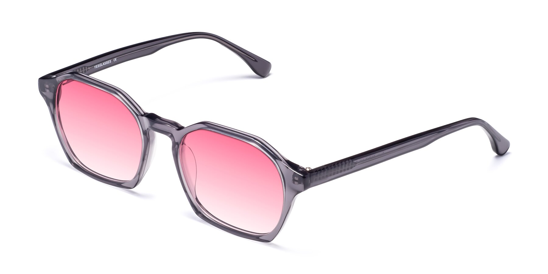 Angle of Stoltz in Translucent Gray with Pink Gradient Lenses