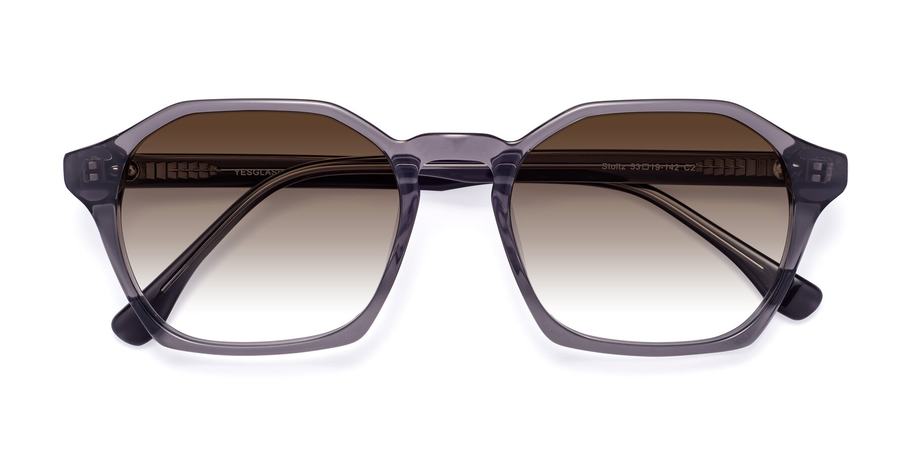 Folded Front of Stoltz in Translucent Gray with Brown Gradient Lenses