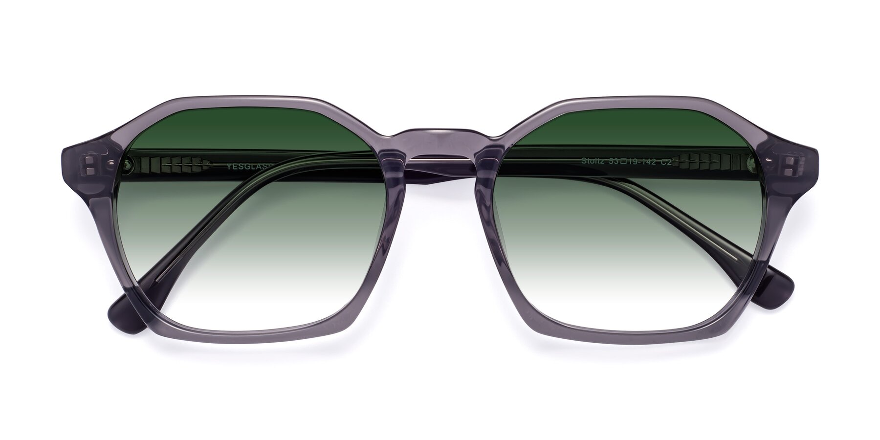 Folded Front of Stoltz in Translucent Gray with Green Gradient Lenses