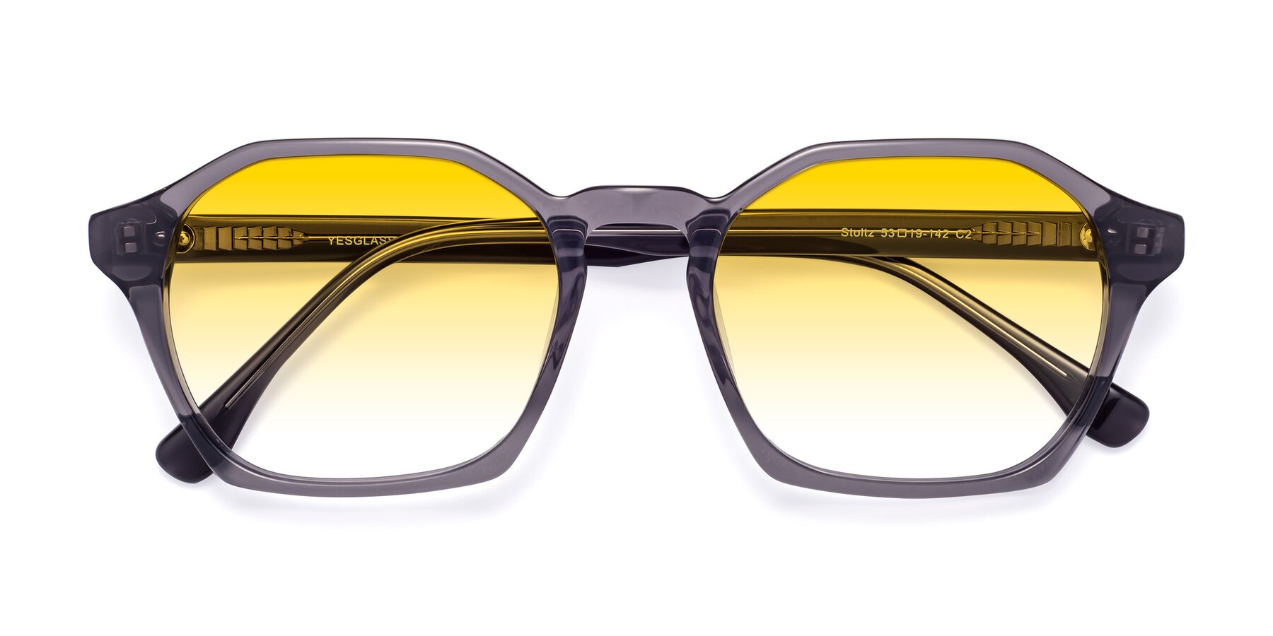 Folded Front of Stoltz in Translucent Gray with Yellow Gradient Lenses