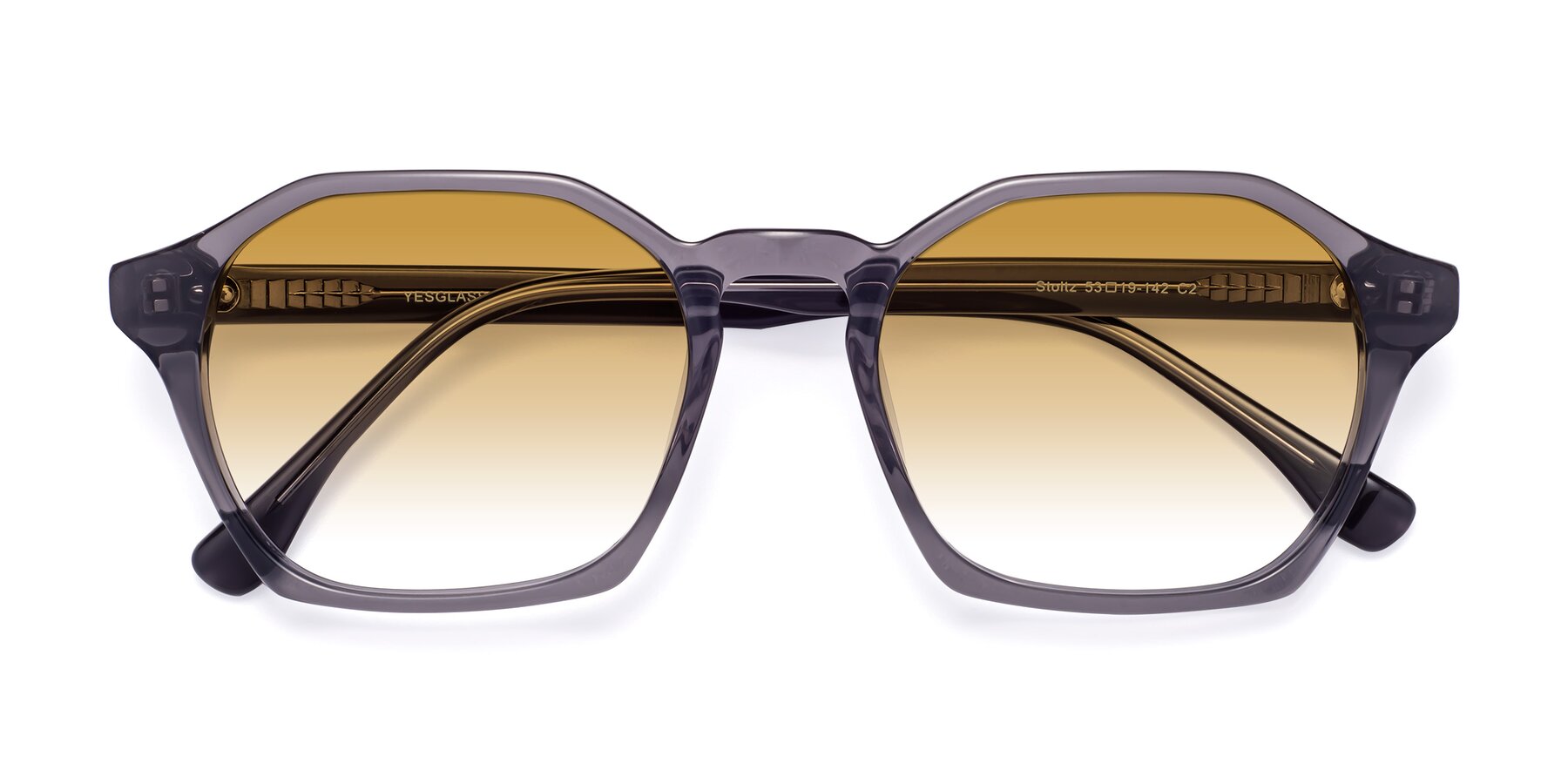 Folded Front of Stoltz in Translucent Gray with Champagne Gradient Lenses