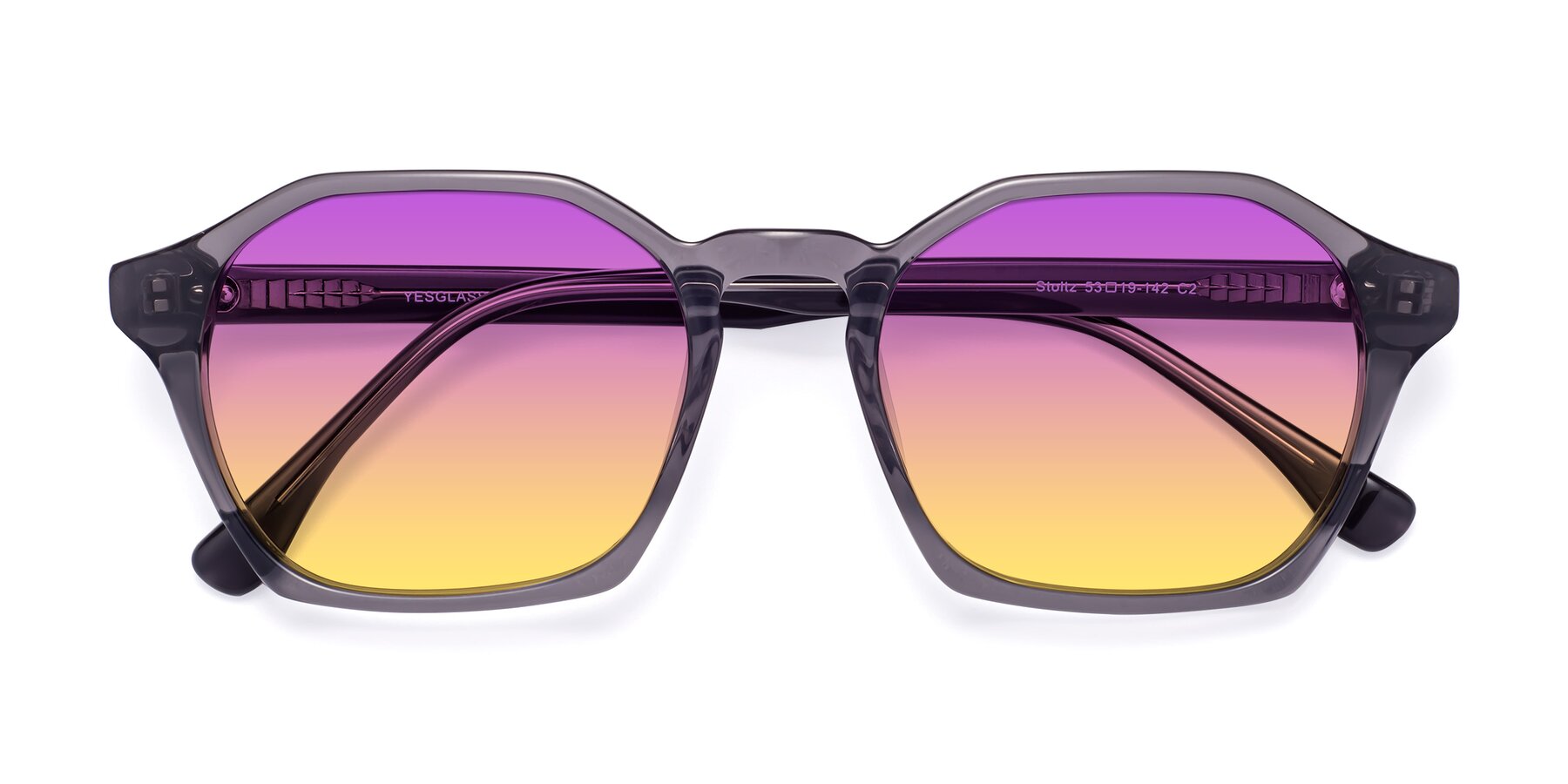 Folded Front of Stoltz in Translucent Gray with Purple / Yellow Gradient Lenses