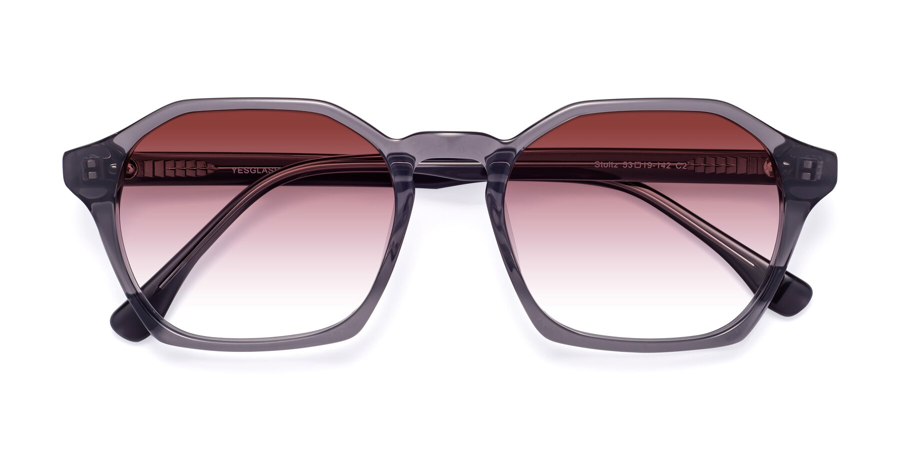 Folded Front of Stoltz in Translucent Gray with Garnet Gradient Lenses