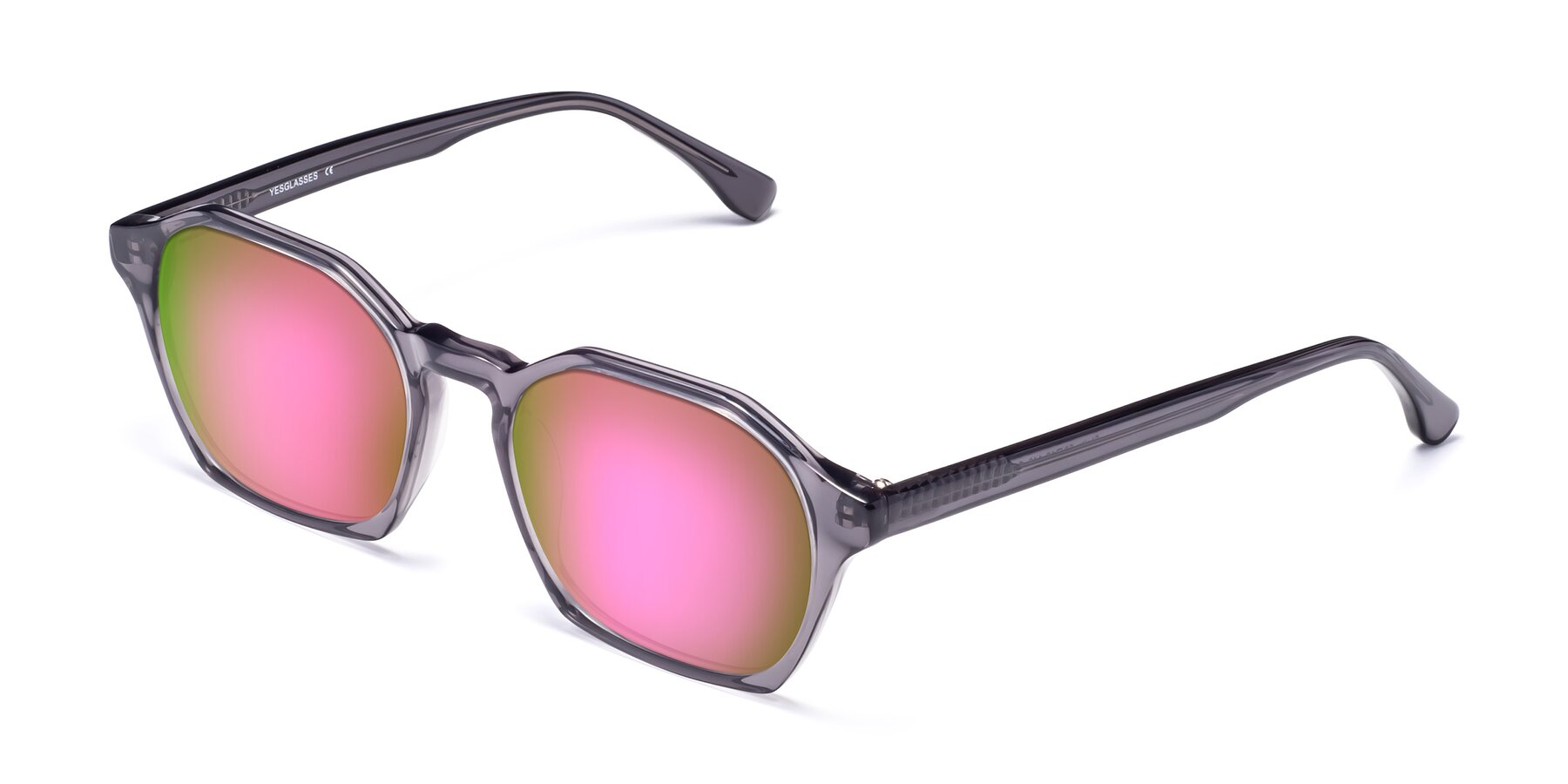 Angle of Stoltz in Translucent Gray with Pink Mirrored Lenses