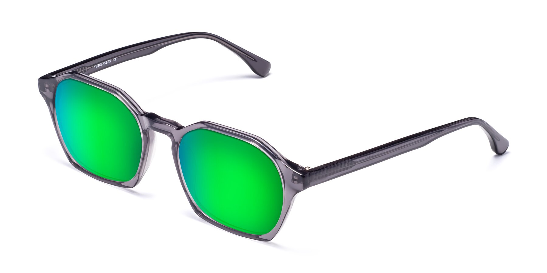 Angle of Stoltz in Translucent Gray with Green Mirrored Lenses