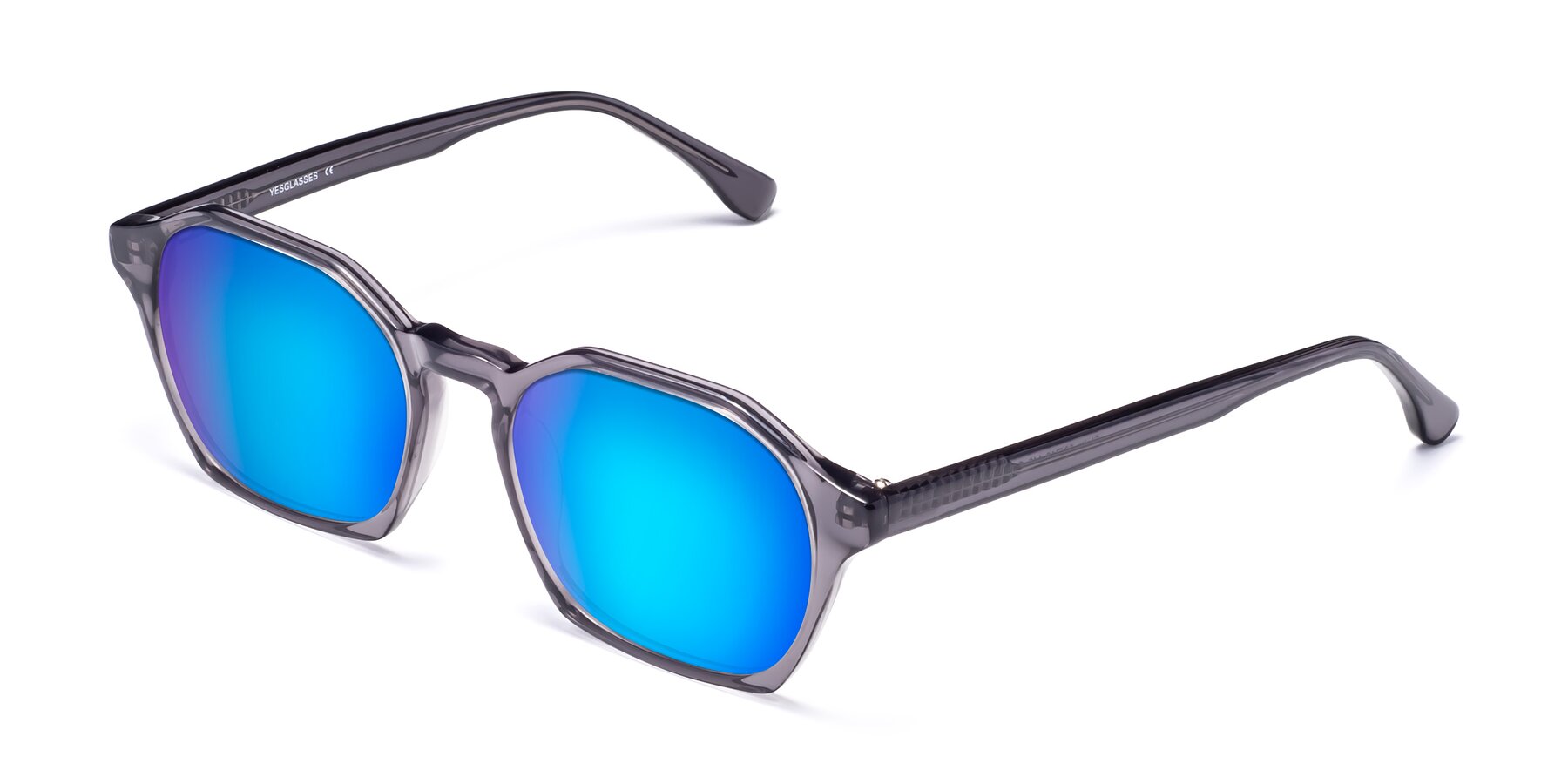 Angle of Stoltz in Translucent Gray with Blue Mirrored Lenses