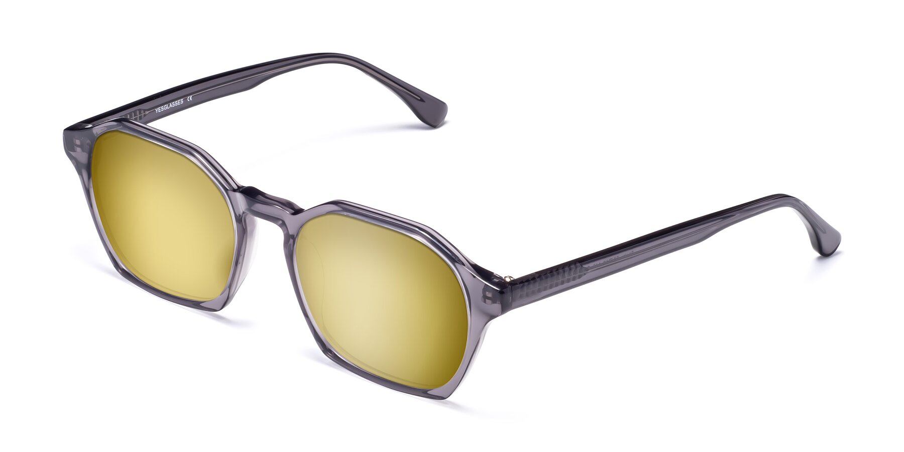 Angle of Stoltz in Translucent Gray with Gold Mirrored Lenses