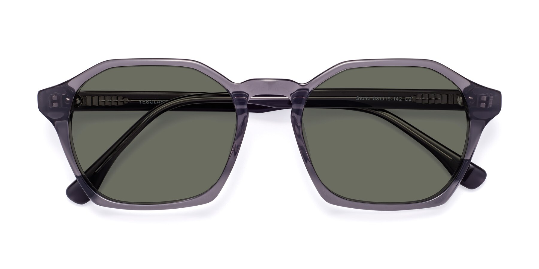Folded Front of Stoltz in Translucent Gray with Gray Polarized Lenses