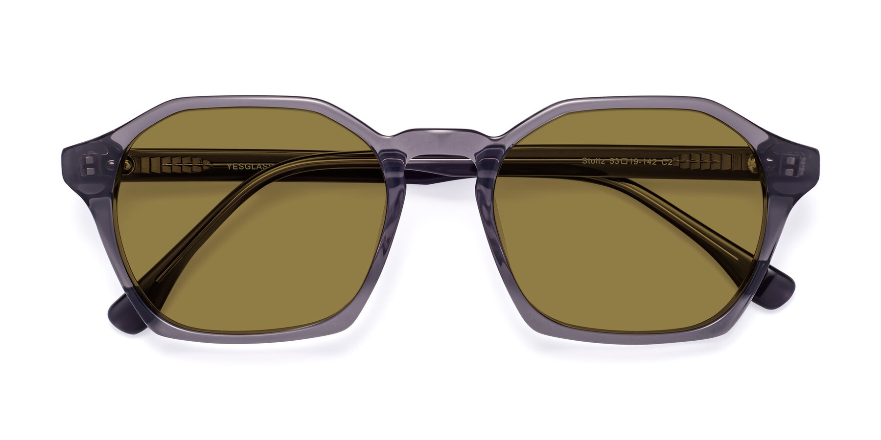 Folded Front of Stoltz in Translucent Gray with Brown Polarized Lenses