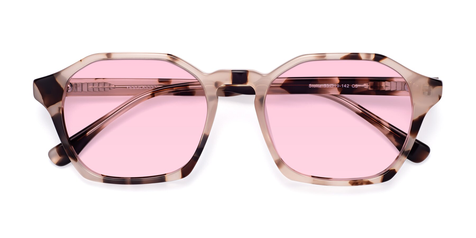 Folded Front of Stoltz in Leopard-Print with Light Pink Tinted Lenses