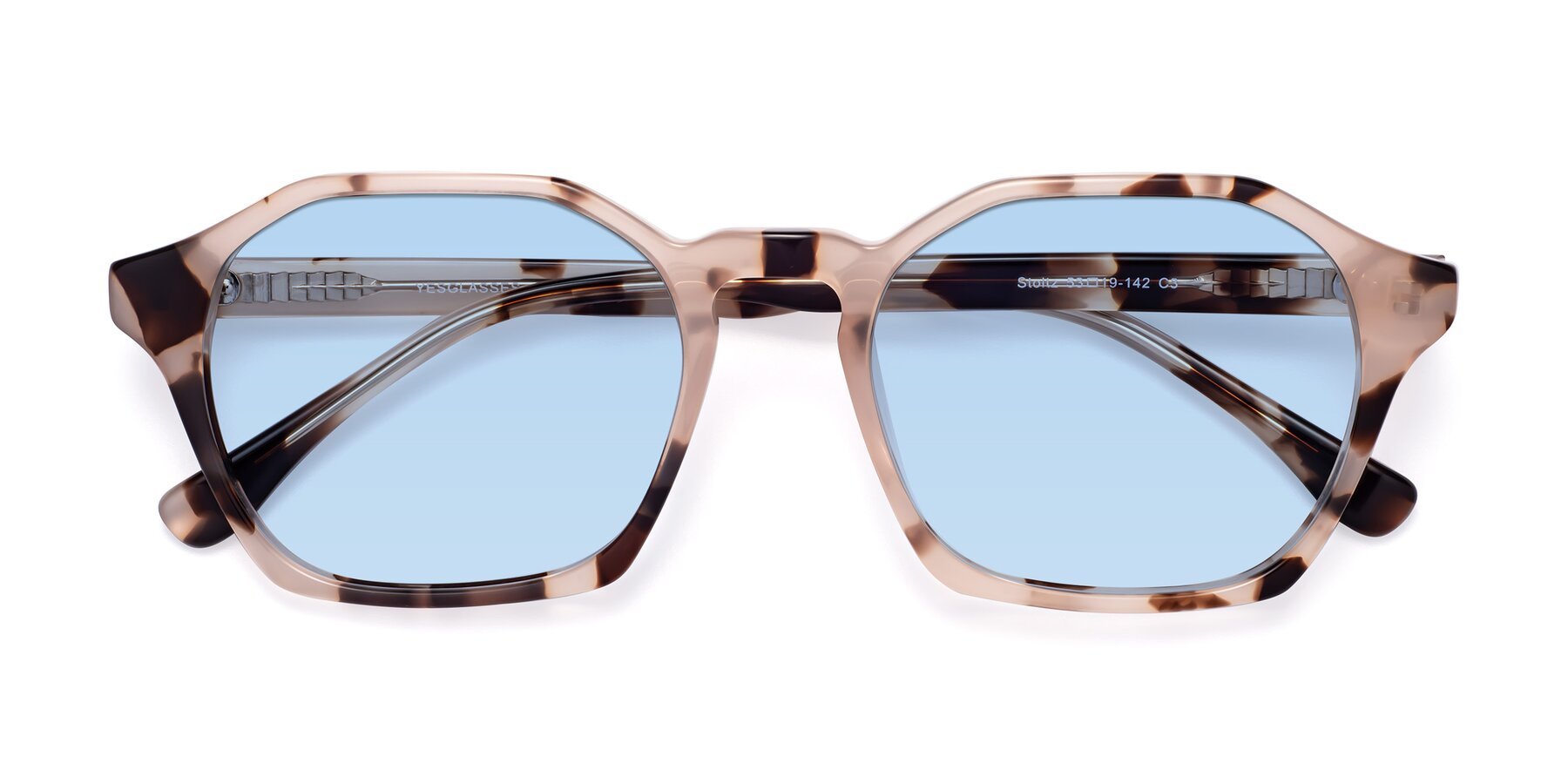 Folded Front of Stoltz in Leopard-Print with Light Blue Tinted Lenses