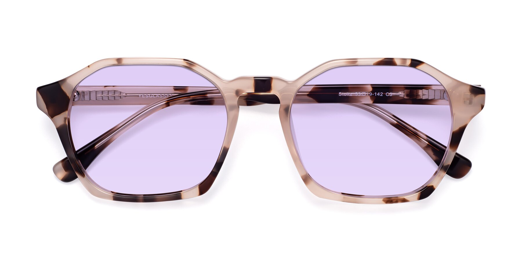 Folded Front of Stoltz in Leopard-Print with Light Purple Tinted Lenses