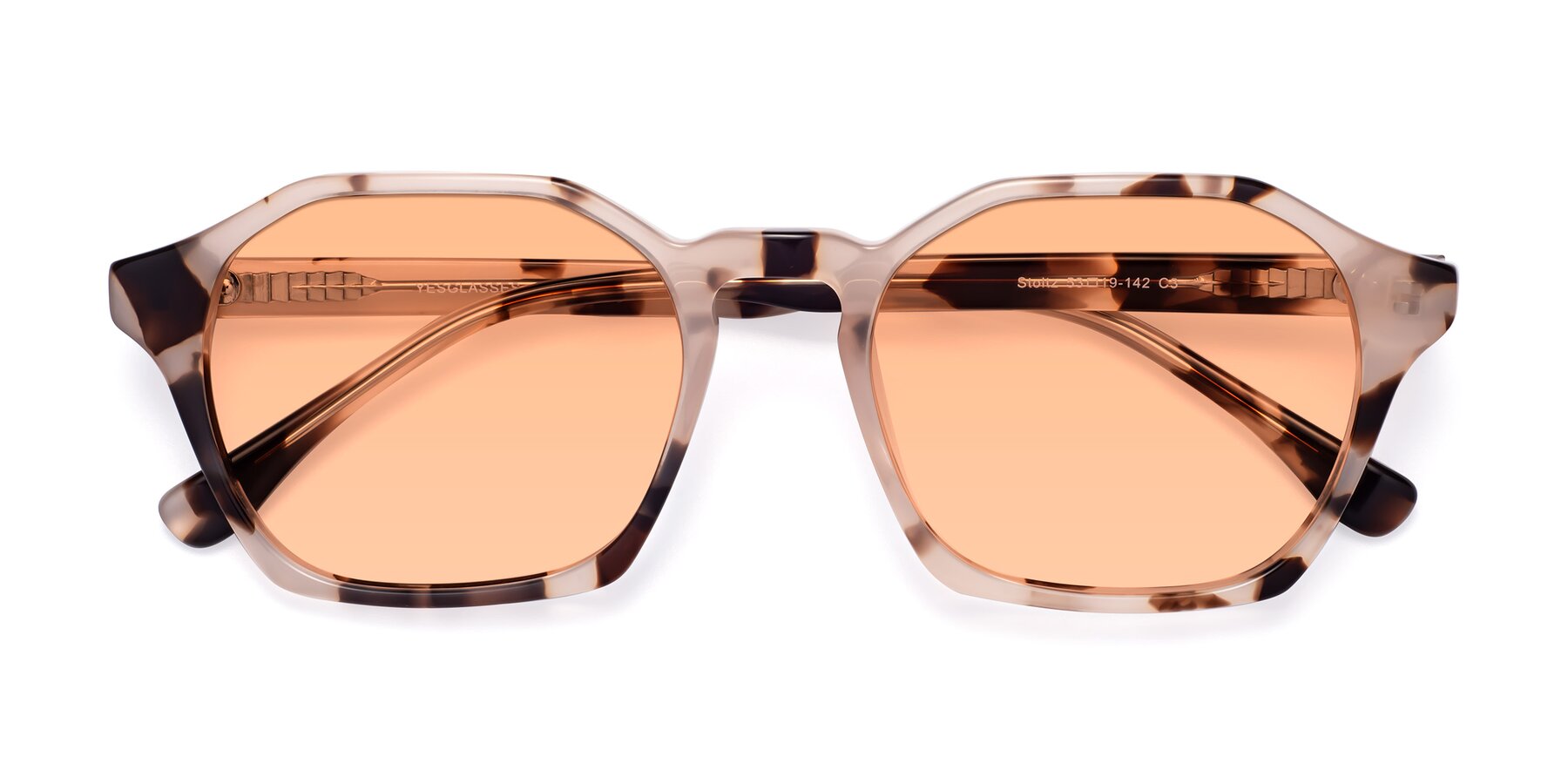 Folded Front of Stoltz in Leopard-Print with Light Orange Tinted Lenses